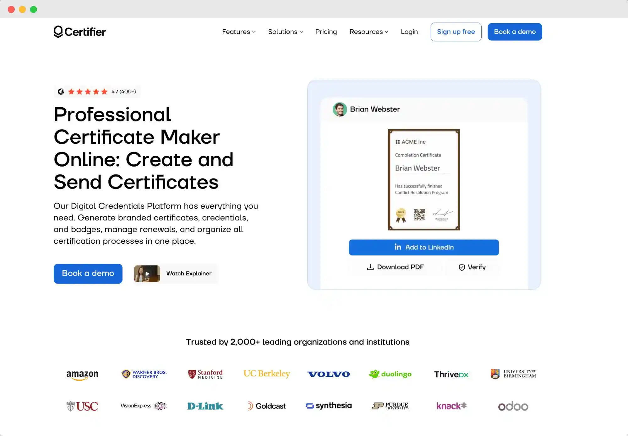 Certifier dashboard showing certificate design, verification QR code, and analytics – best CreativeCertificates alternative. Certifier dashboard showing certificate design, verification QR code, and analytics – best CreativeCertificates alternative.