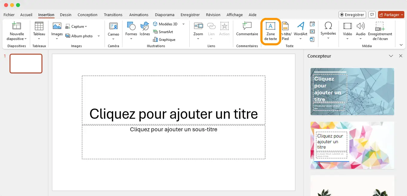 Ajout de zones de texte dans PowerPoint pour écrire le contenu d’un certificat de formation. Interface utilisée pour faire un diplôme sur PowerPoint. Ajout de zones de texte dans PowerPoint pour écrire le contenu d’un certificat de formation. Interface utilisée pour faire un diplôme sur PowerPoint.