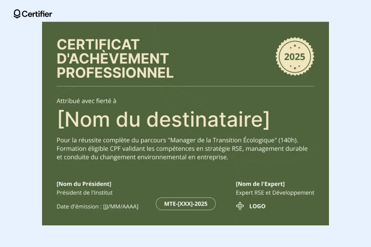 Certificat d’achèvement minimaliste personnalisable pour associations et entreprises. Certificat d’achèvement minimaliste personnalisable pour associations et entreprises.