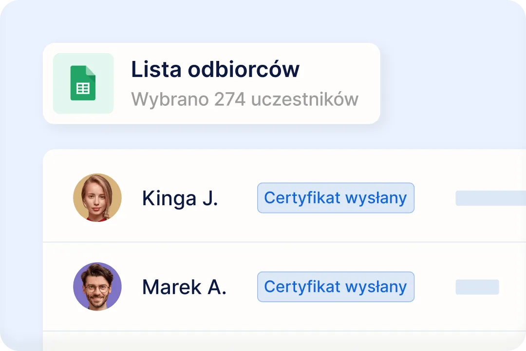 Spersonalizuj certyfikat dla każdego studenta