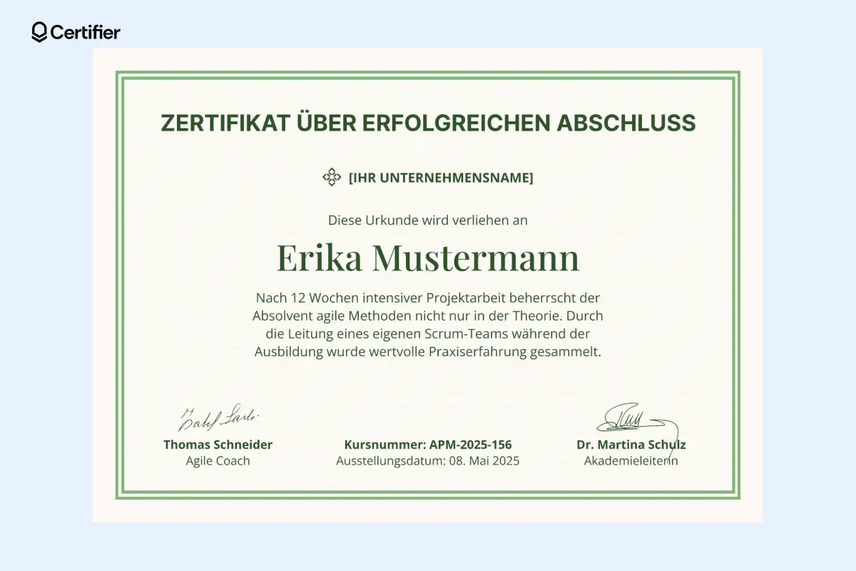 Beige Zertifikat Vorlage mit zwei Siegeln und Unterschriften für ein Abschluss Zertifikat im IEC/ISO-Stil. Beige Zertifikat Vorlage mit zwei Siegeln und Unterschriften für ein Abschluss Zertifikat im IEC/ISO-Stil.