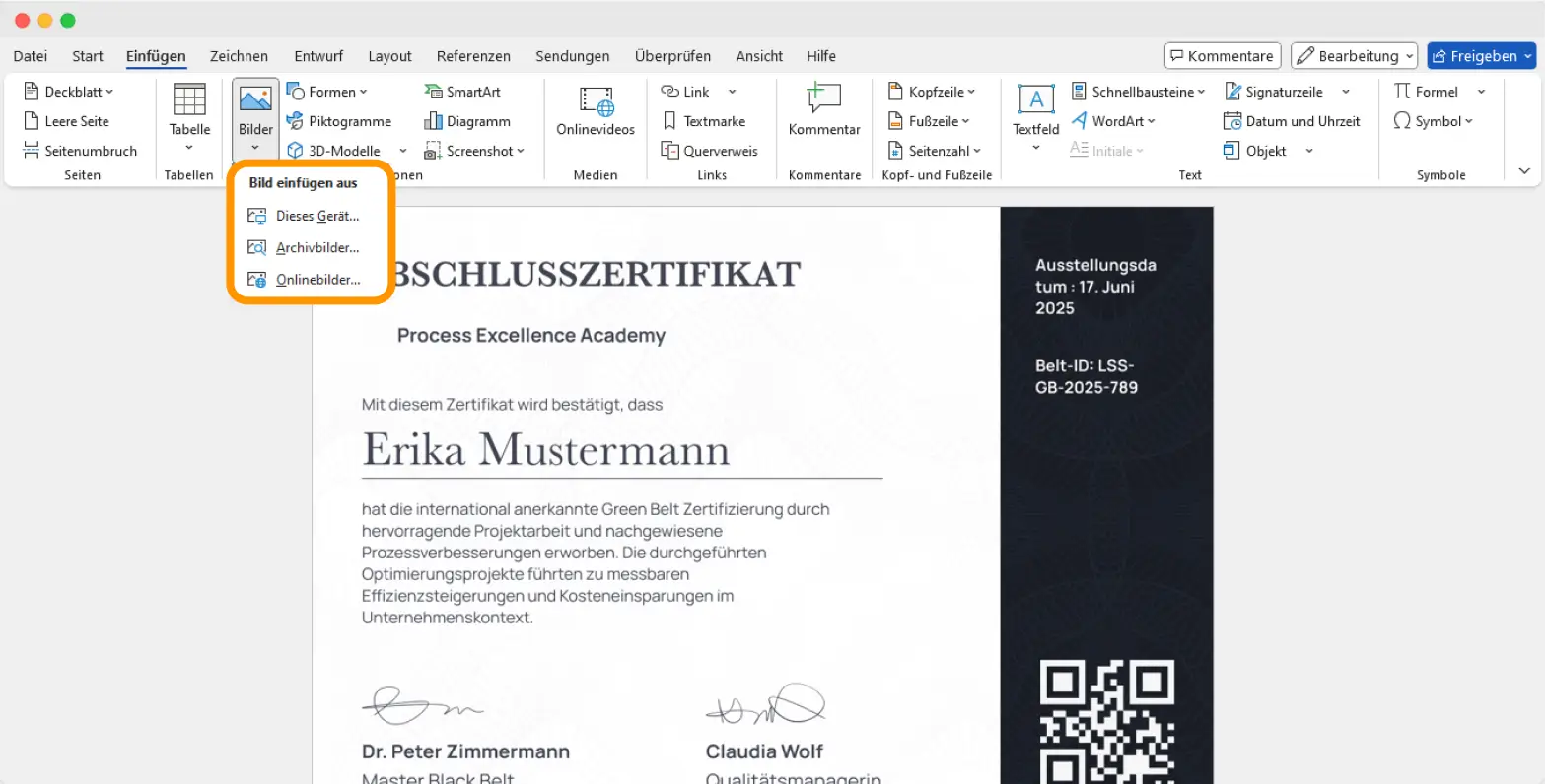 Word-Tutorial zeigt, wie man ein Zertifikat in Word erstellt und das Firmenlogo einfügt.