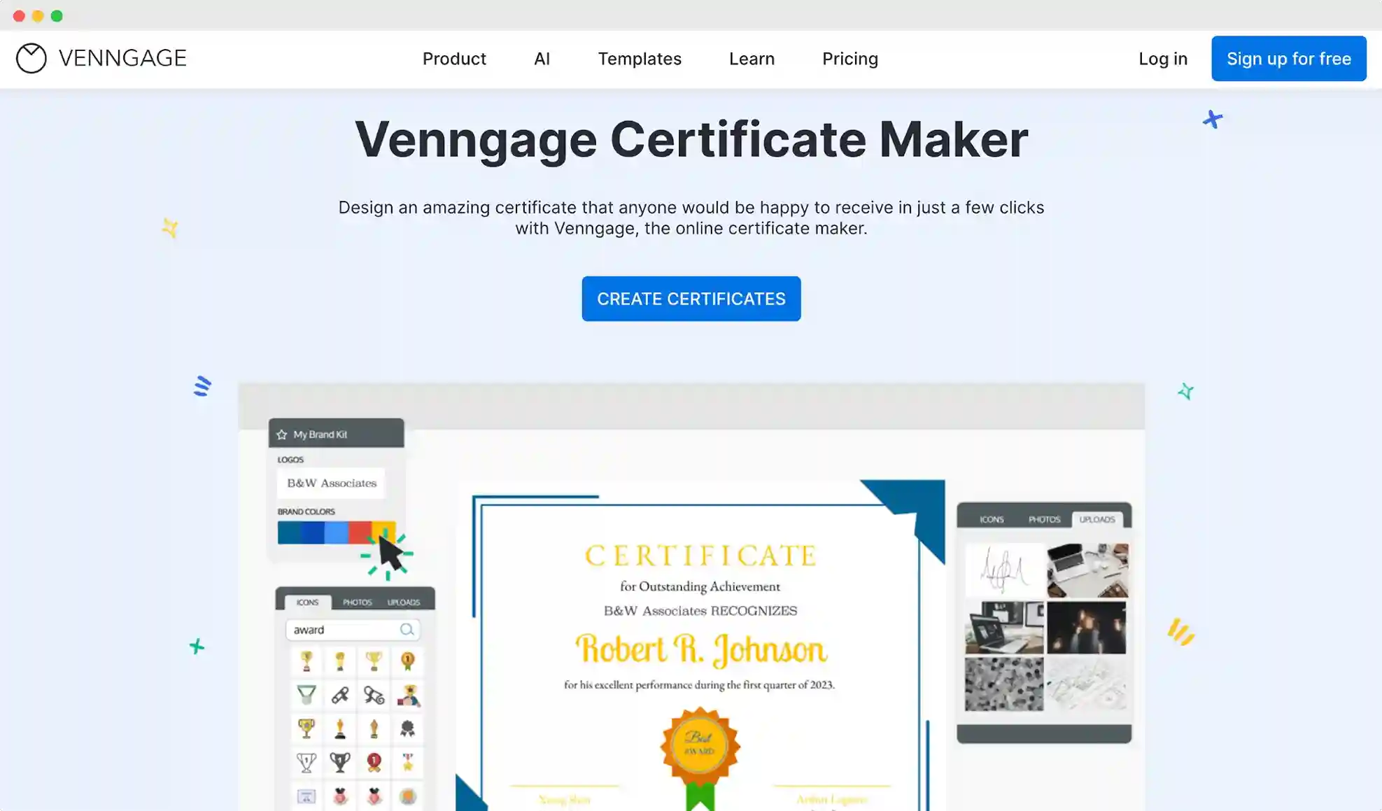 Venngage certificate maker platform showcasing editable templates, part of EdgeOne alternatives. Venngage certificate maker platform showcasing editable templates, part of EdgeOne alternatives.