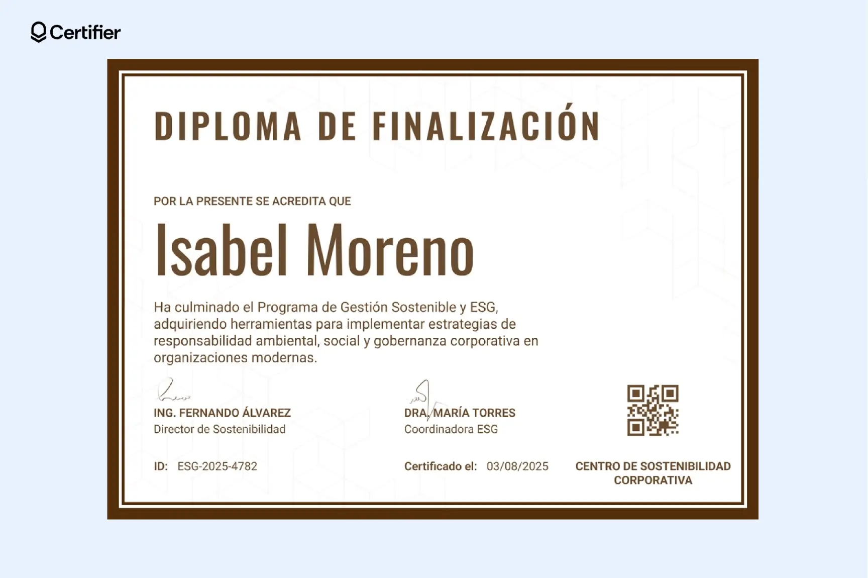 Diploma clásico en Word con diseño limpio y elegante.