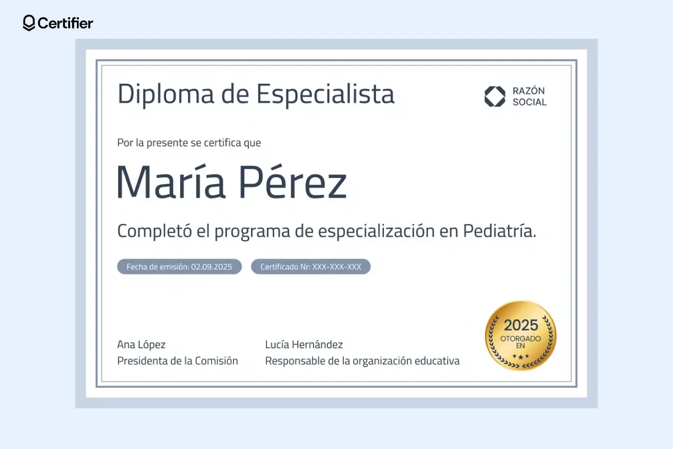 Diploma minimalista en Word con diseño claro y distintivo.