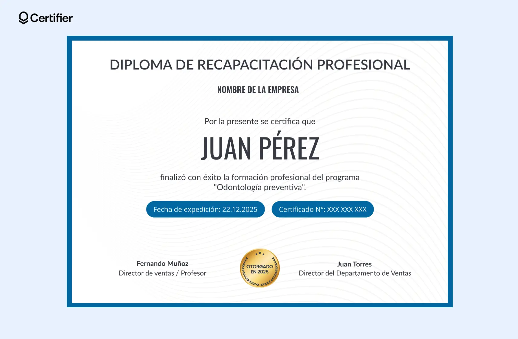 Diploma moderno en Word con gradiente violeta y detalles gráficos.