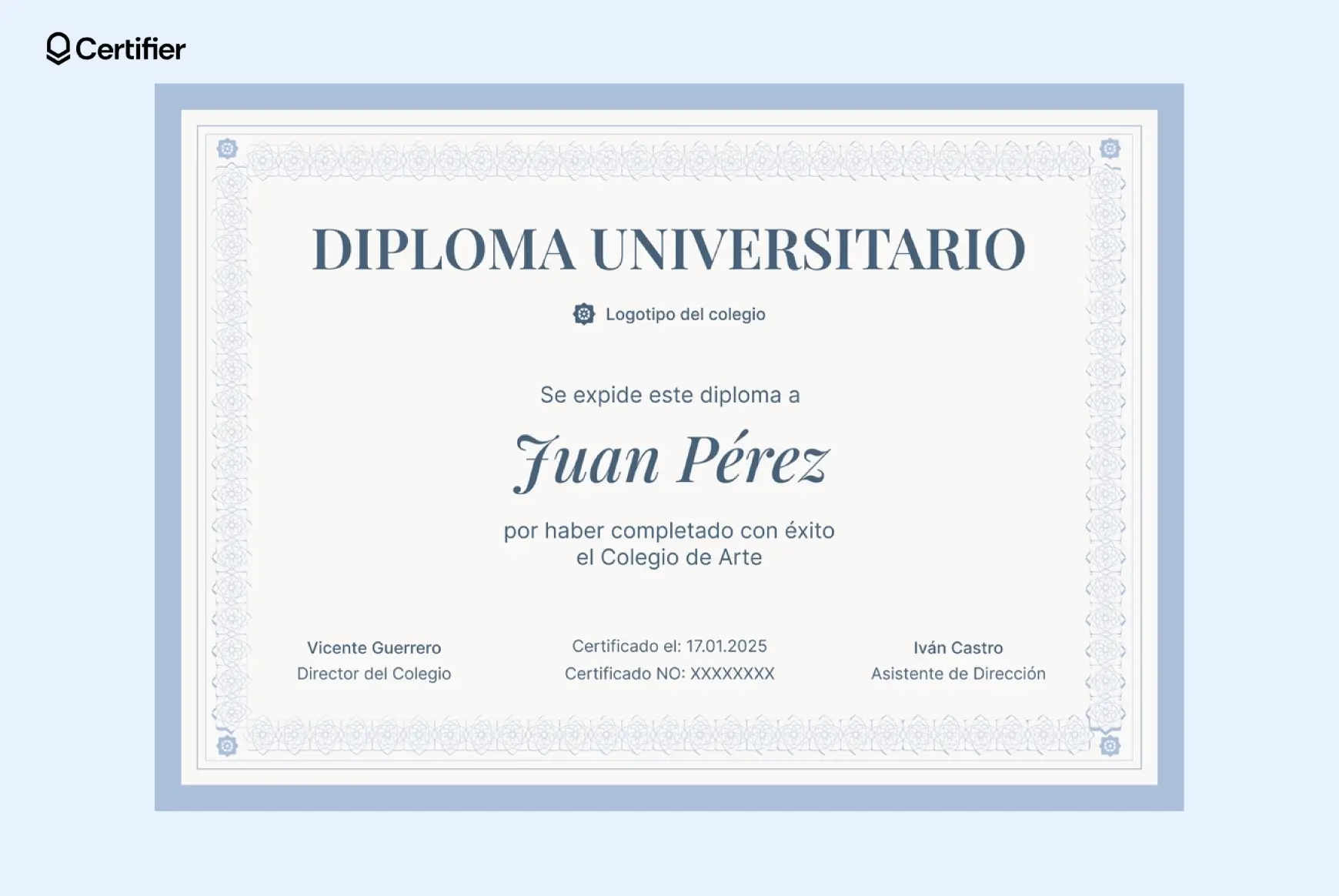 Diploma brillante en Word con cinta colorida y diseño moderno.