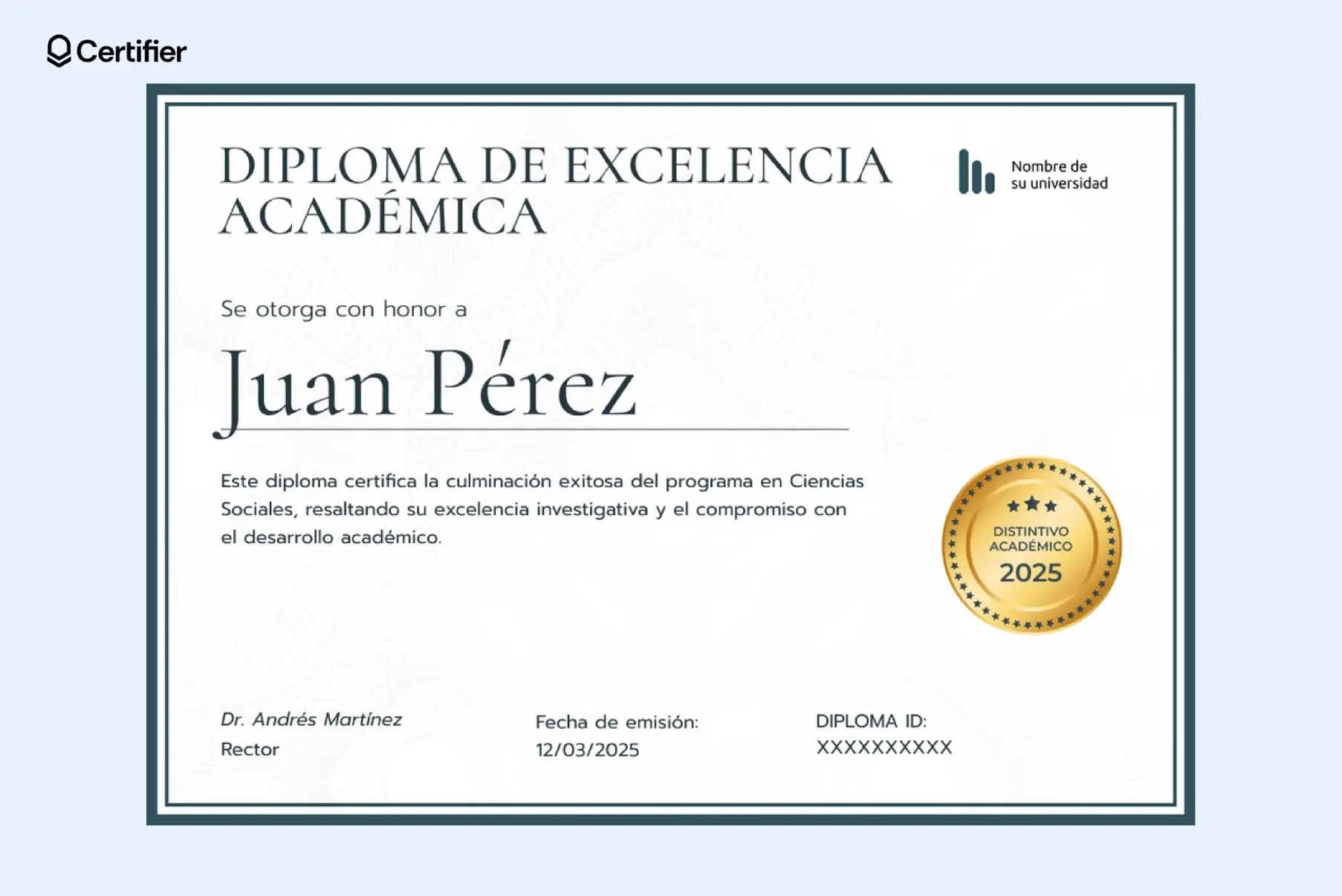 Diploma moderno en Word con diseño verde y estructura organizada.