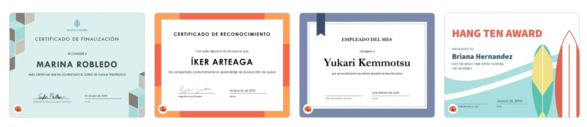 Diploma de finalización en PowerPoint editable con diseño geométrico moderno: Microsoft.