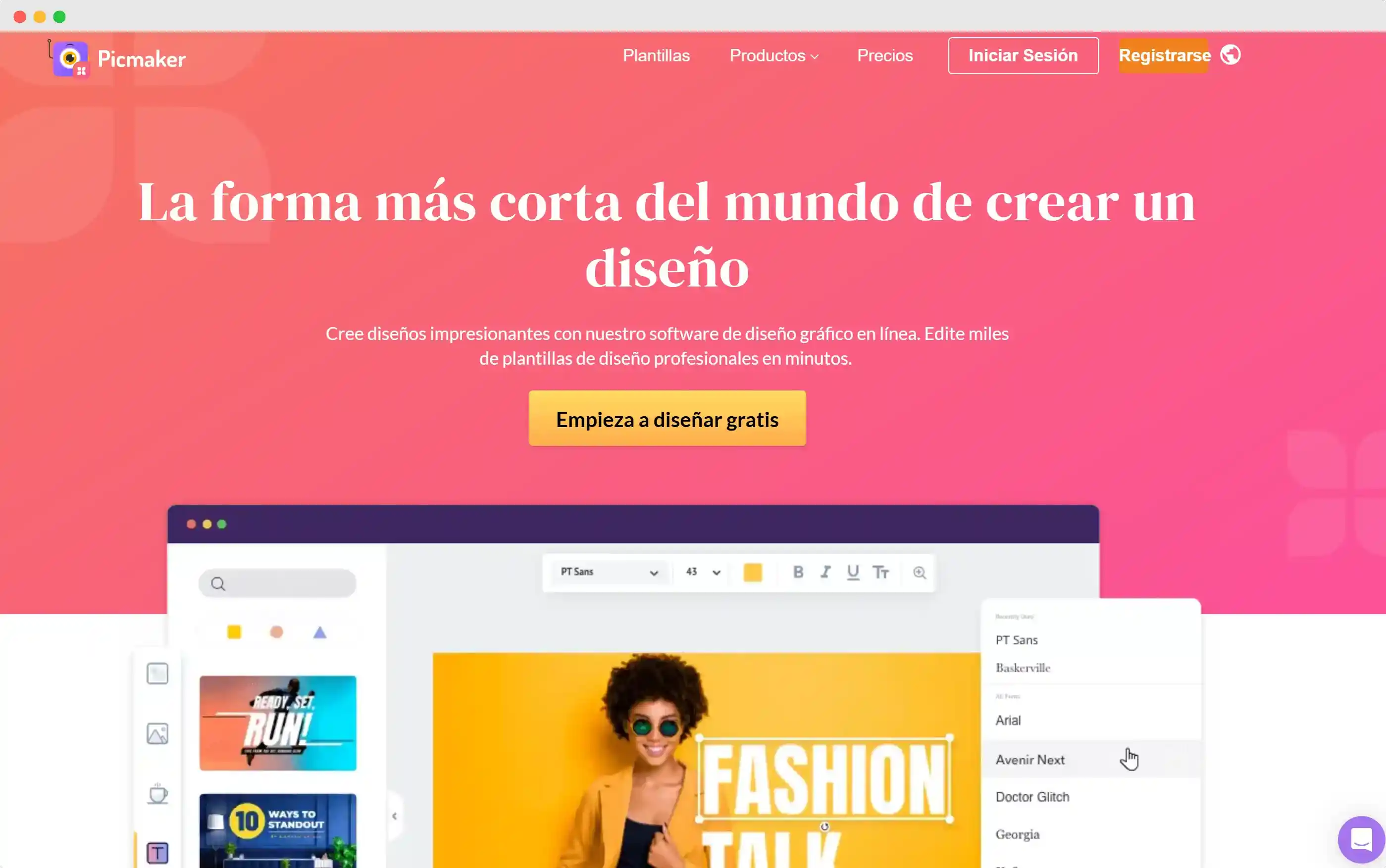 Generador de certificados online Picmaker con editor gráfico sencillo y plantillas prediseñadas.