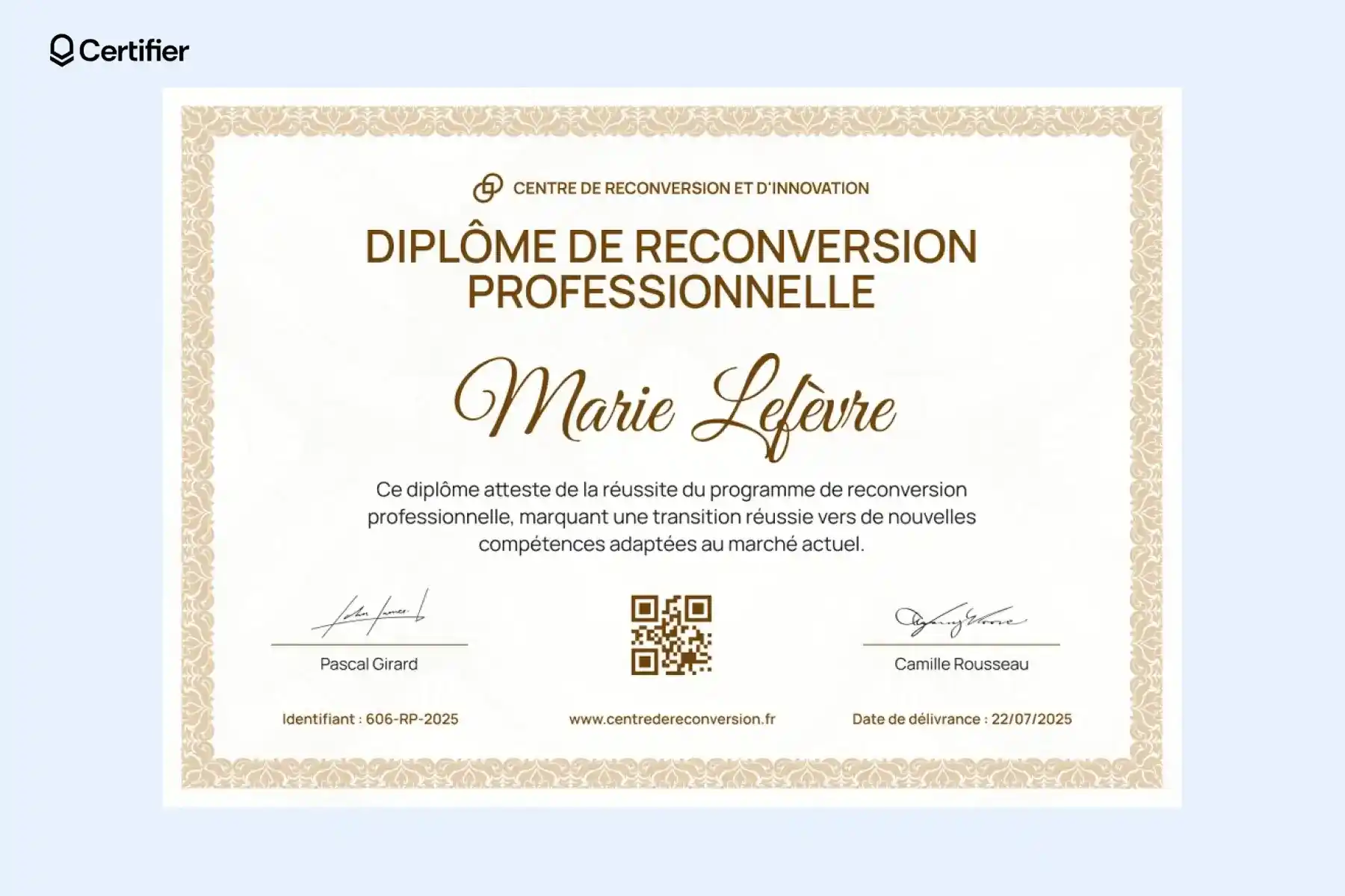 Modèle Word de diplôme simple avec bordures épaisses et ruban décoratif.