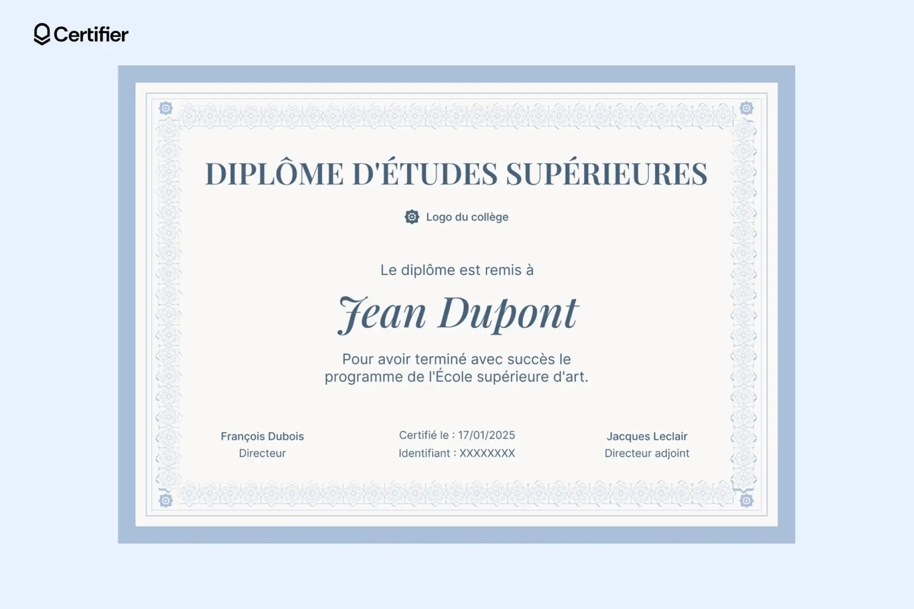Diplôme Word avec ruban coloré et design vibrant.