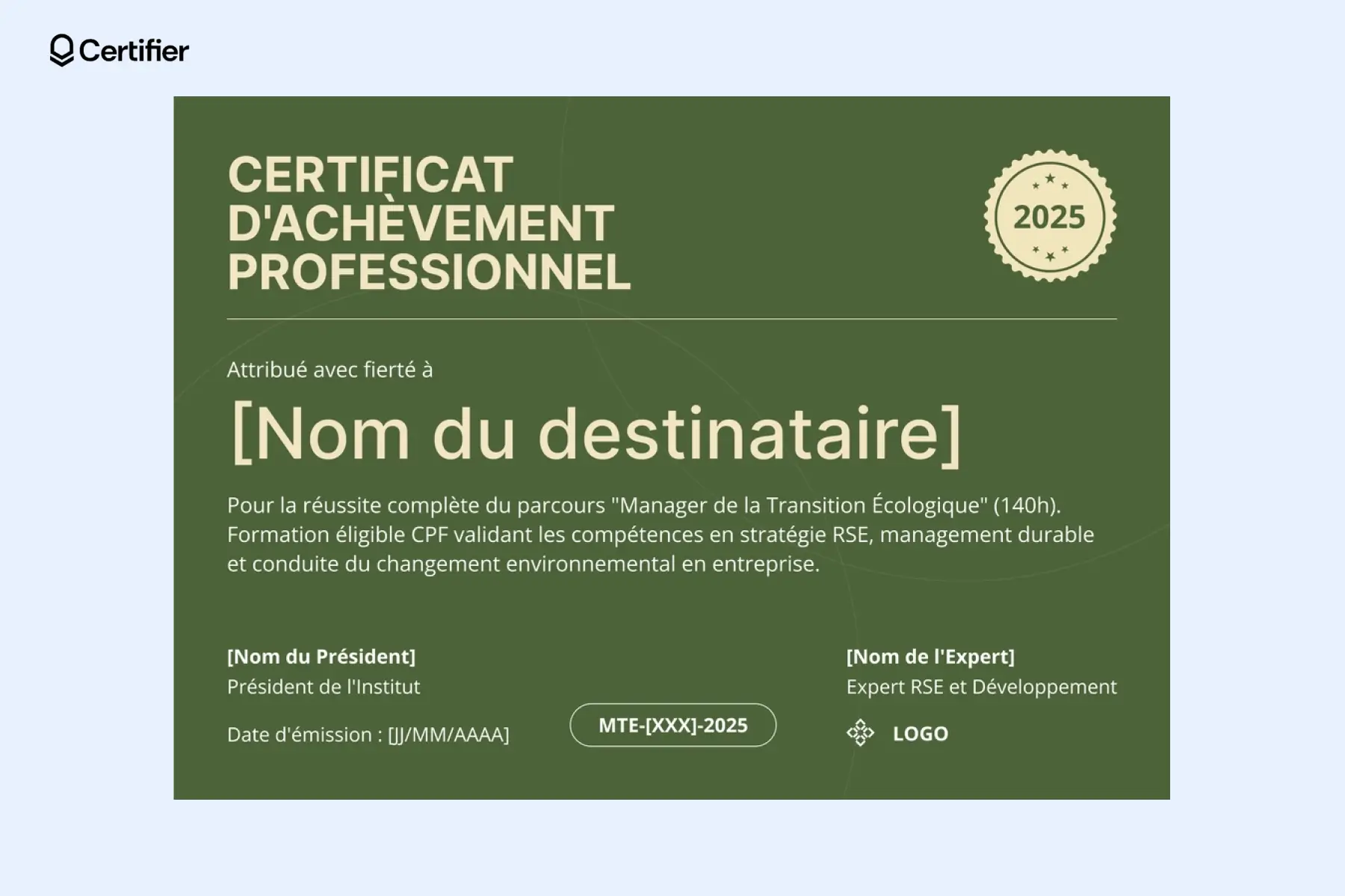 Modèle diplome gratuit bordure Word avec design minimaliste et cadre bleu.