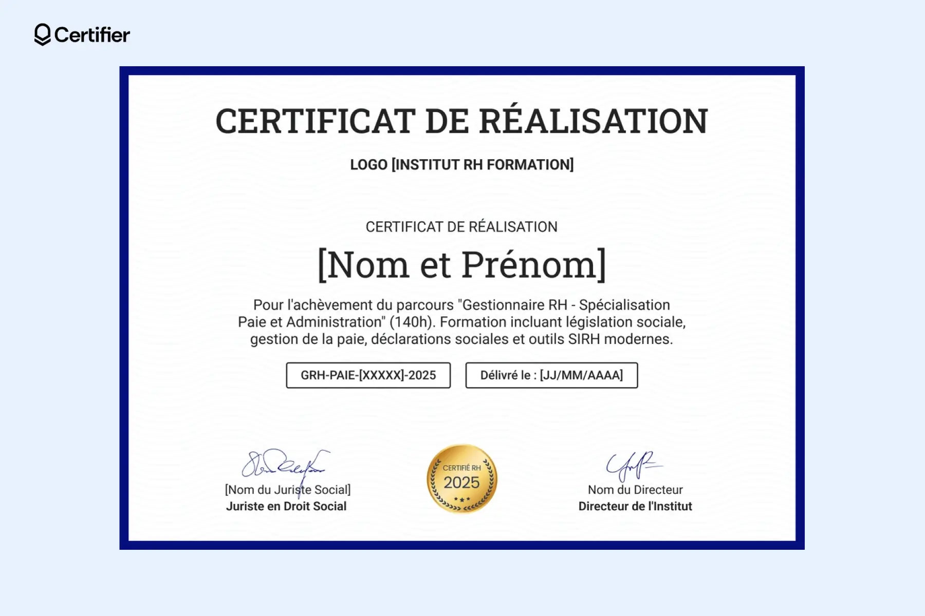 Modèle diplôme Word moderne aux couleurs vives et au design dynamique.