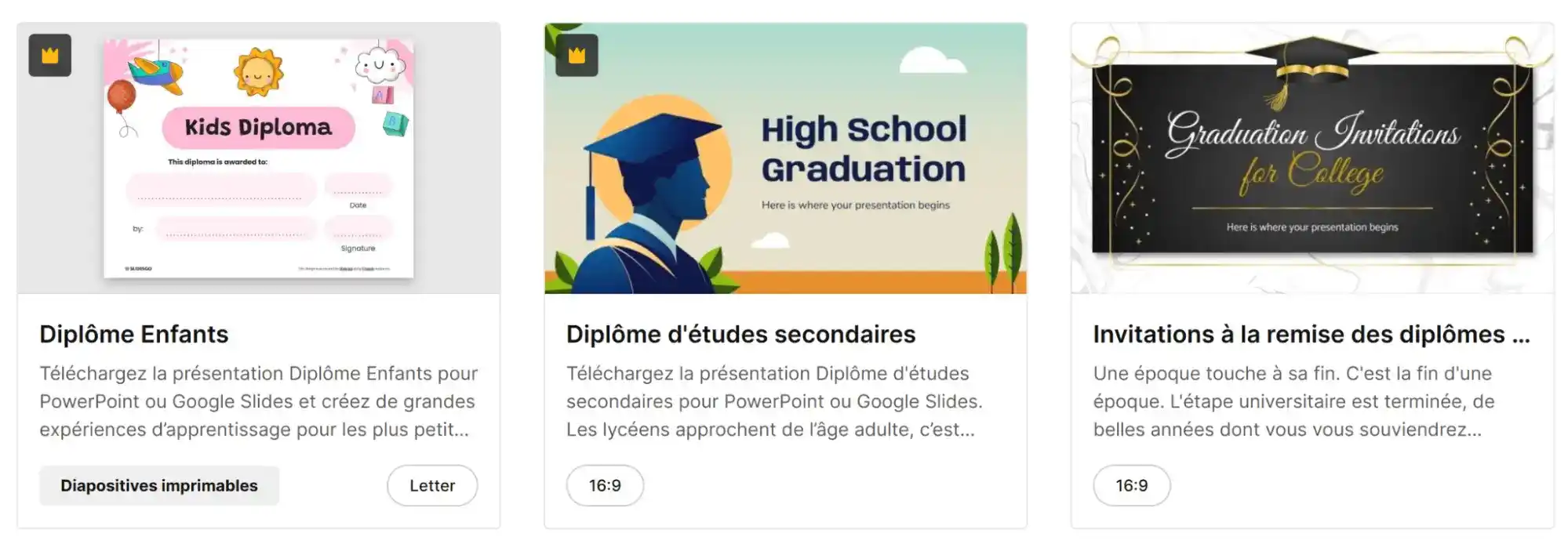 Slidesgo: Modèles de diplômes gratuits pour enfants, lycéens et étudiants, créés dans PowerPoint ou Google Slides, prêts à imprimer.