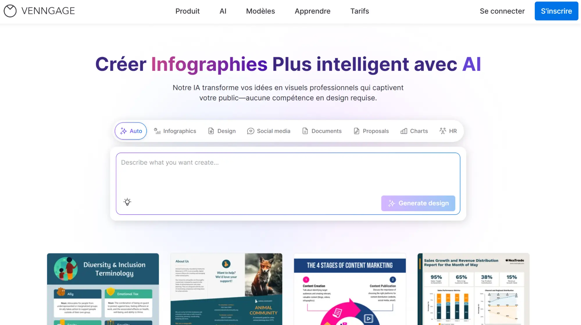 Générateur de certificat gratuit Venngage affichant des modèles de certificats en ligne et un éditeur visuel pour créer un certificat personnalisé facilement.