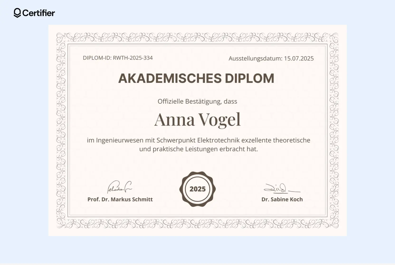 Akademisches Zertifikat in Word mit traditionellem Design. Akademisches Zertifikat in Word mit traditionellem Design.
