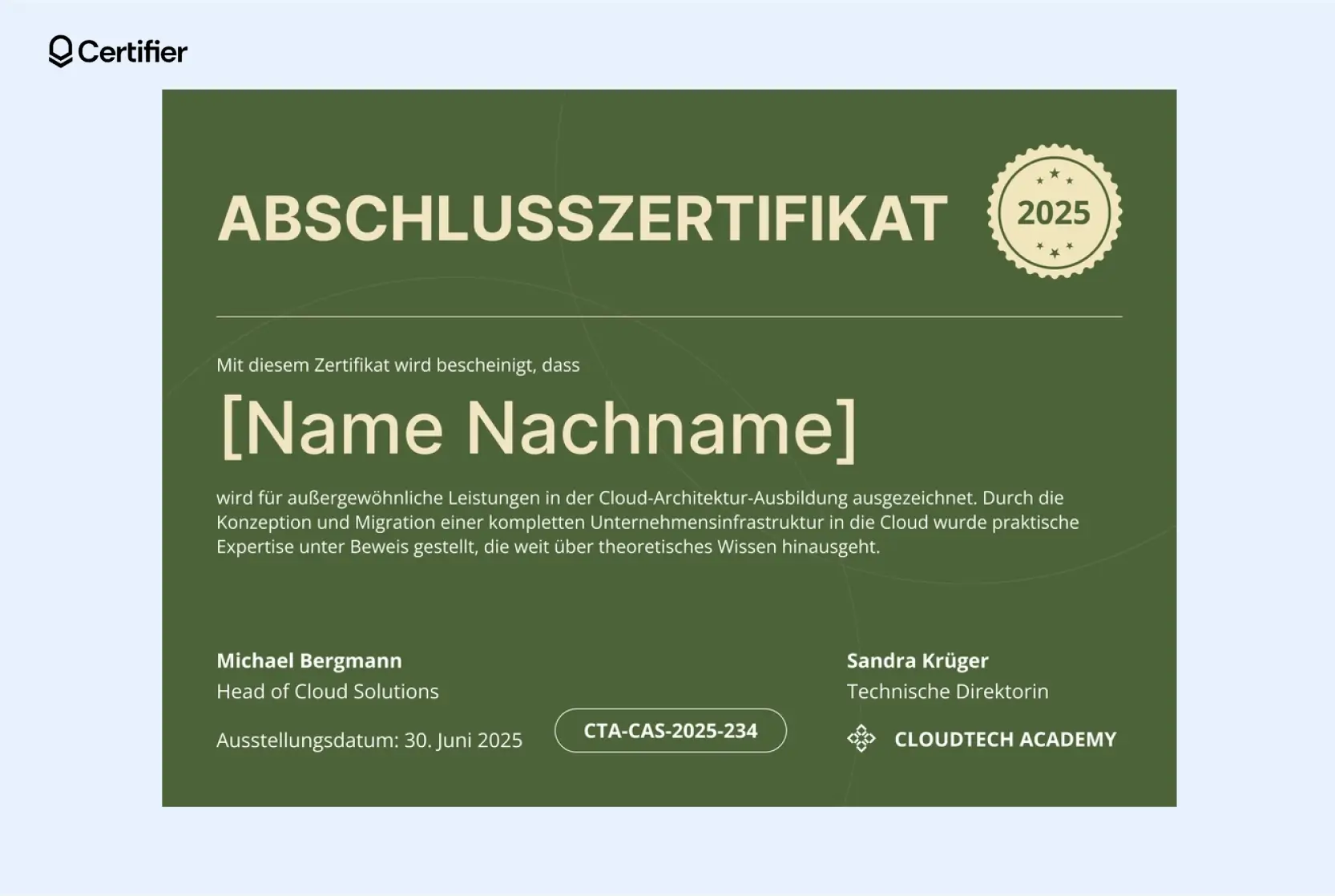 Word Vorlage Zertifikat mit minimalistischem Design und pastellgrünem Hintergrund. Word Vorlage Zertifikat mit minimalistischem Design und pastellgrünem Hintergrund.