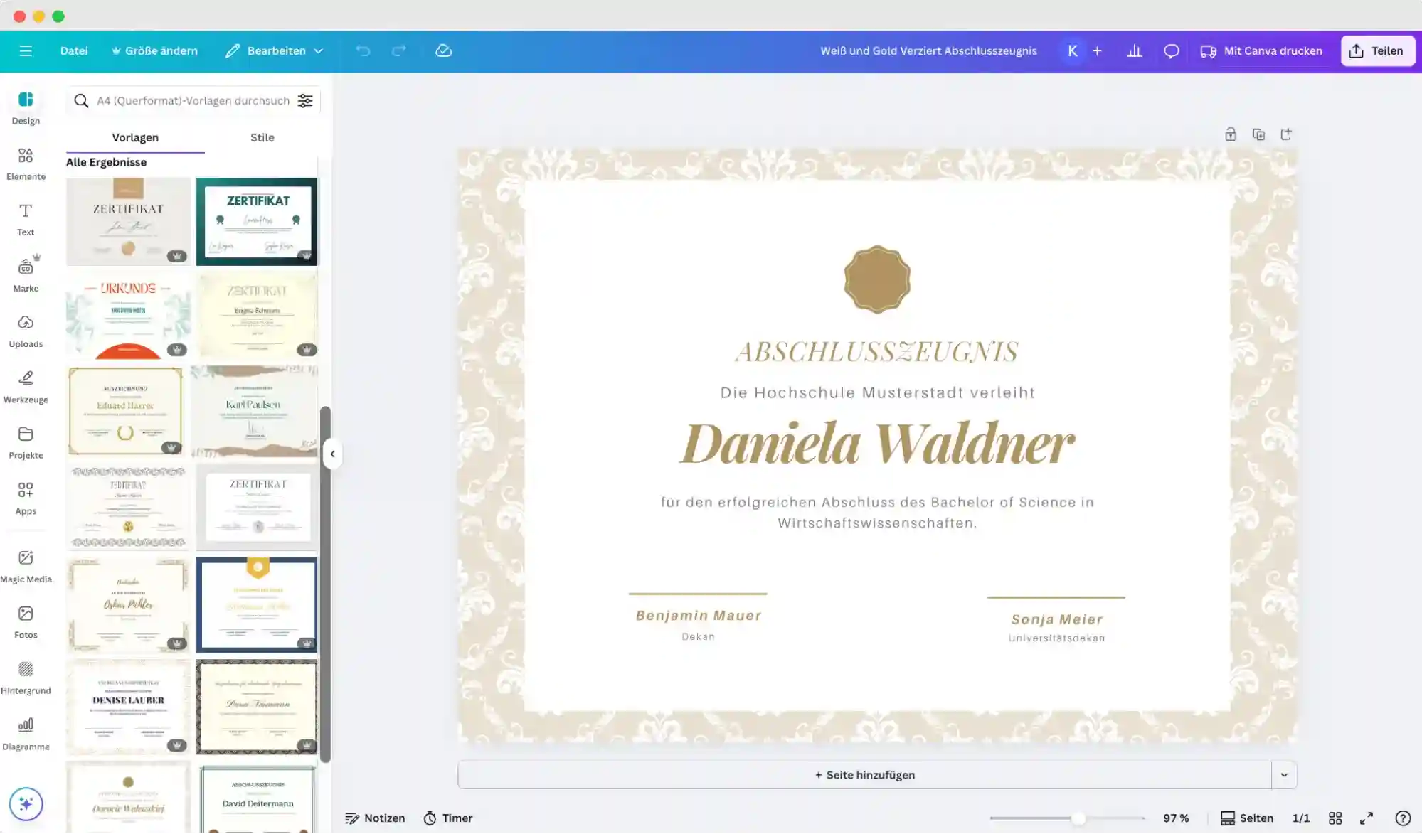 Zertifikat Generator online in Canva mit editierbaren Vorlagen für Diplome, Teilnahme- und Leistungszertifikate. Zertifikat Generator online in Canva mit editierbaren Vorlagen für Diplome, Teilnahme- und Leistungszertifikate.