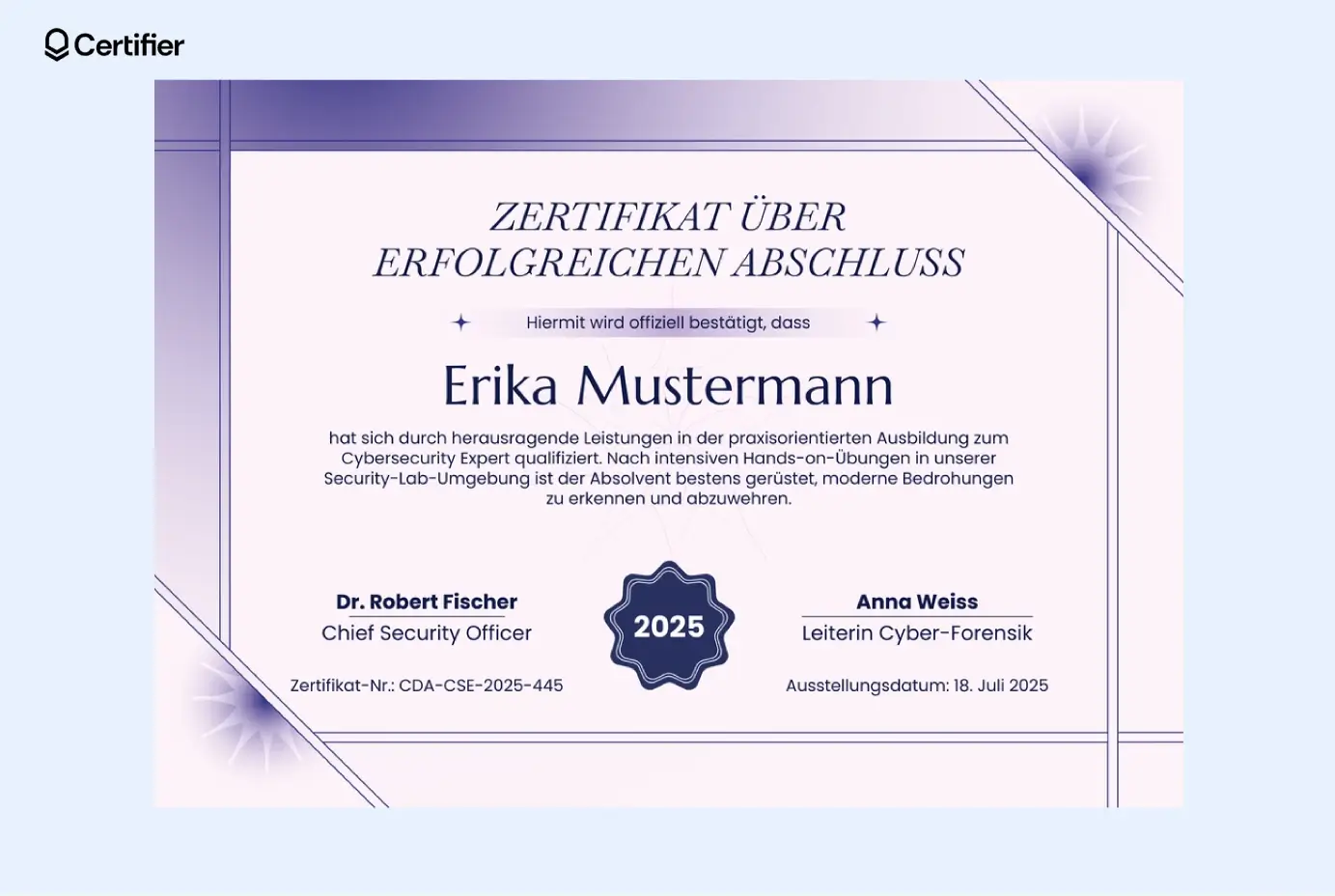 PowerPoint Vorlage Zertifikat in Pastellfarben mit feinem Rahmen und edler Typografie. PowerPoint Vorlage Zertifikat in Pastellfarben mit feinem Rahmen und edler Typografie.
