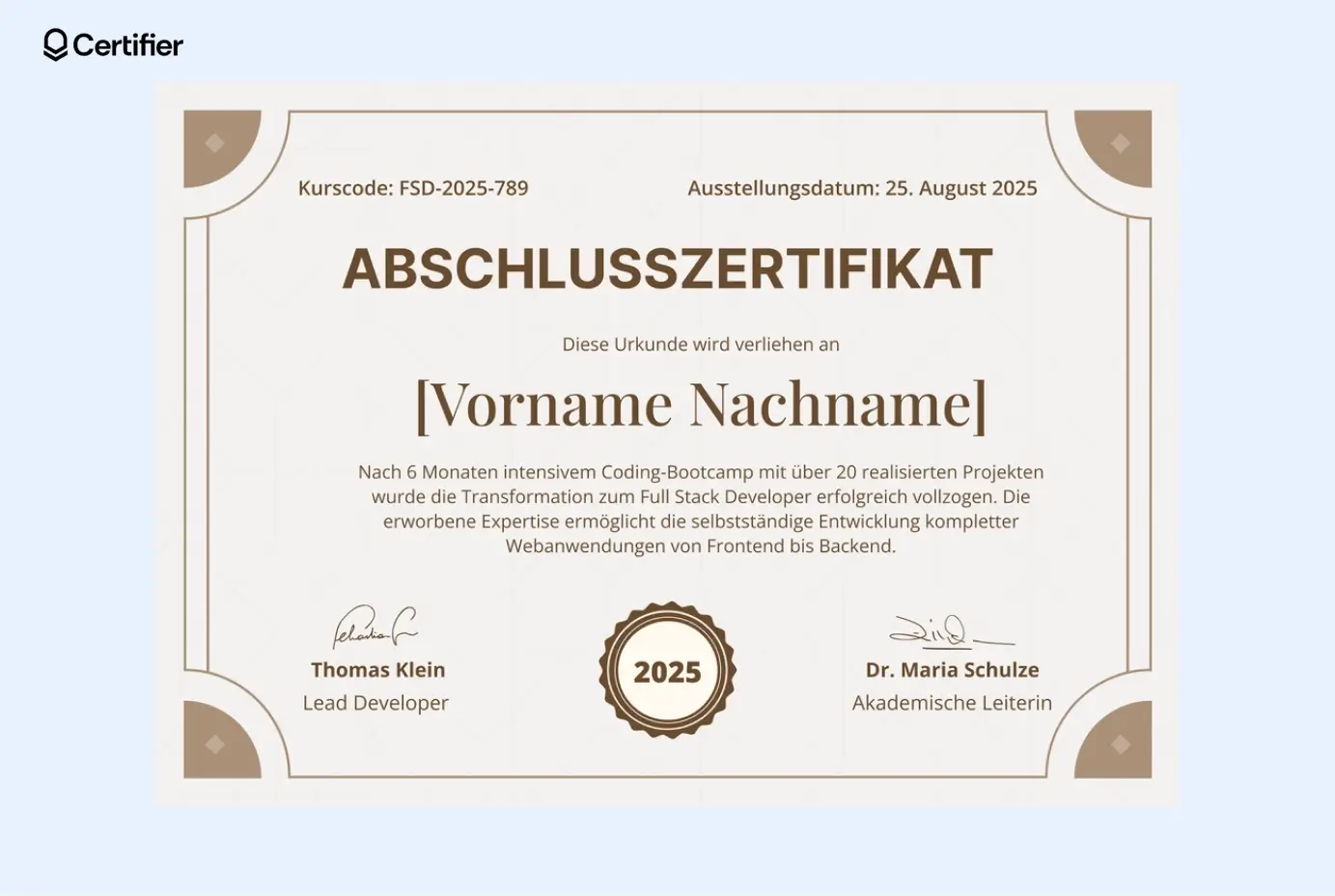 PowerPoint Vorlage Zertifikat im klassischen Stil mit gedeckten Farben und traditionellem Layout. PowerPoint Vorlage Zertifikat im klassischen Stil mit gedeckten Farben und traditionellem Layout.