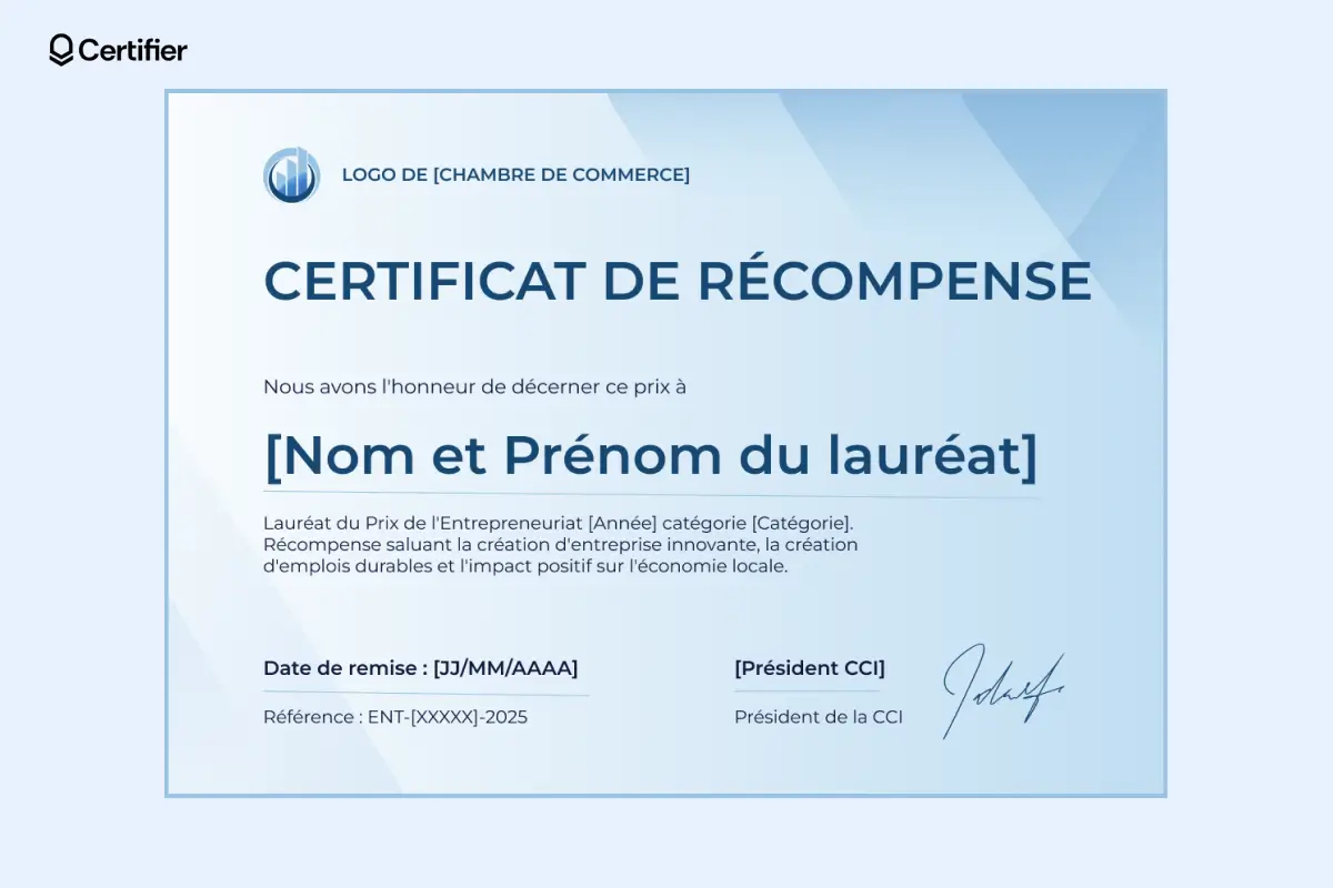 Certificat de récompense modèle pour le sport ou les distinctions personnelles, avec mise en page moderne et couleurs contrastées. Certificat de récompense modèle pour le sport ou les distinctions personnelles, avec mise en page moderne et couleurs contrastées.