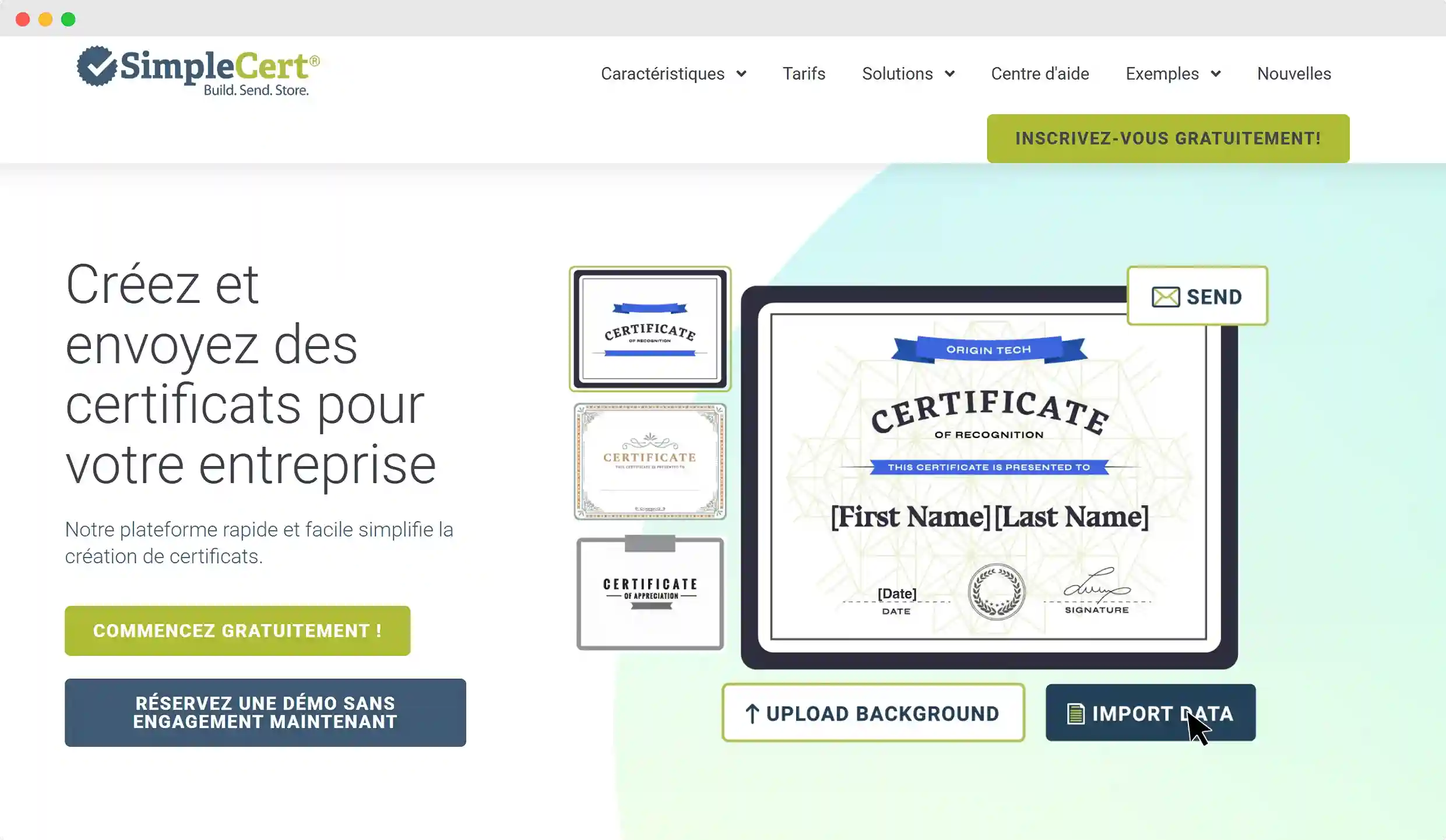 impleCert est un générateur de diplôme en ligne simple et rapide, idéal pour les établissements qui souhaitent créer et envoyer des diplômes sans compétences techniques. impleCert est un générateur de diplôme en ligne simple et rapide, idéal pour les établissements qui souhaitent créer et envoyer des diplômes sans compétences techniques.