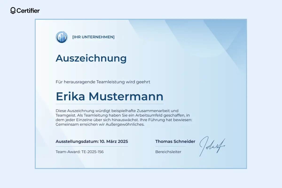 Vorlage Auszeichnung mit modernem Layout zur monatlichen Mitarbeiterehrung. Vorlage Auszeichnung mit modernem Layout zur monatlichen Mitarbeiterehrung.