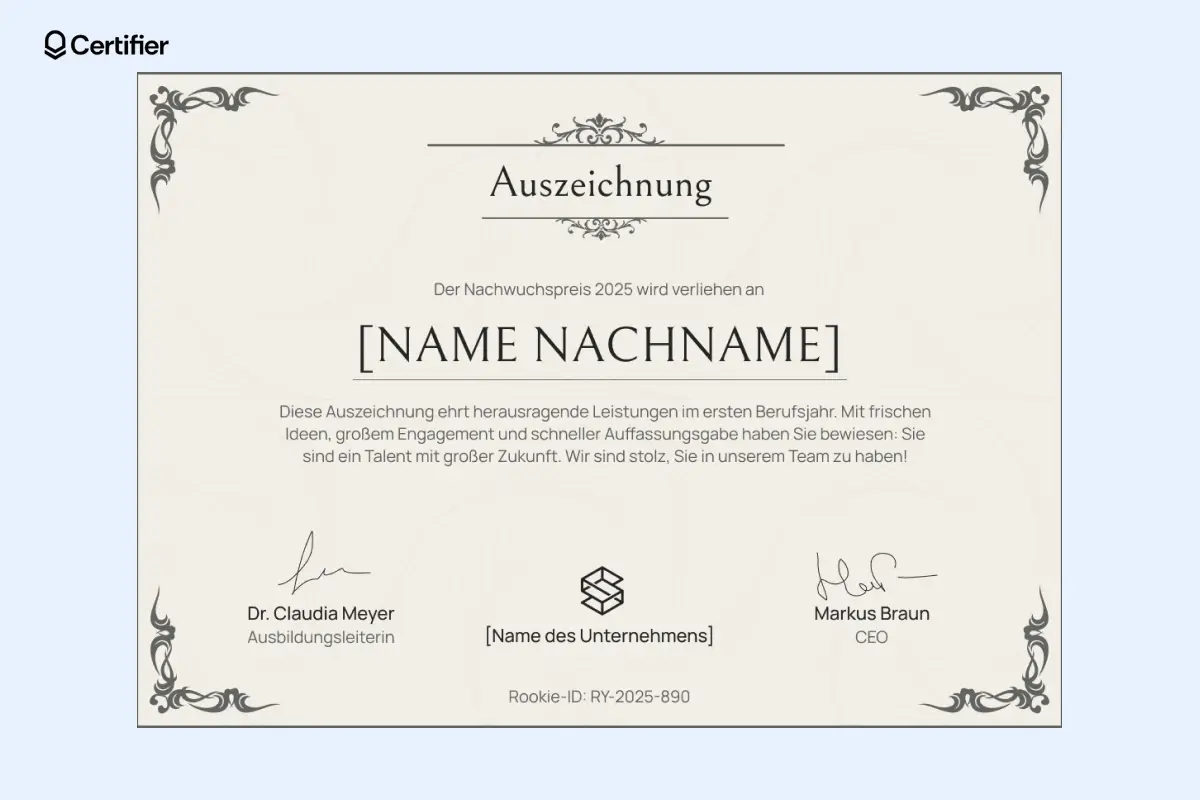 Auszeichnung Vorlage kostenlos mit elegantem Vintage-Design. Auszeichnung Vorlage kostenlos mit elegantem Vintage-Design.