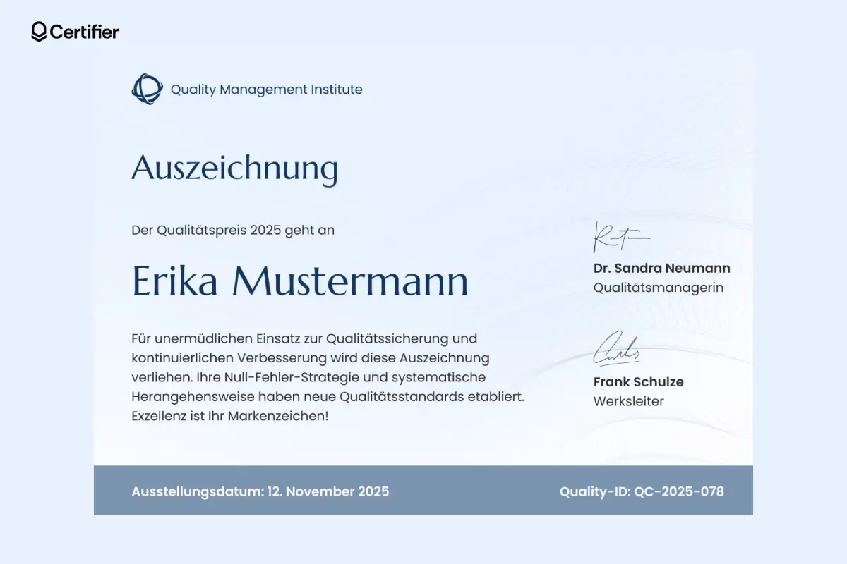 Auszeichnung Mitarbeiter Vorlage mit klarer Struktur für Studierende. Auszeichnung Mitarbeiter Vorlage mit klarer Struktur für Studierende.