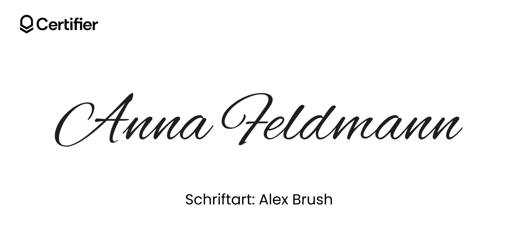 Alex Brush ist eine elegante Schriftart wie Unterschrift – ideal für Zertifikate und digitale Dokumente. Perfekte Schriftart für Unterschrift in Word, stilvoll und kostenlos.