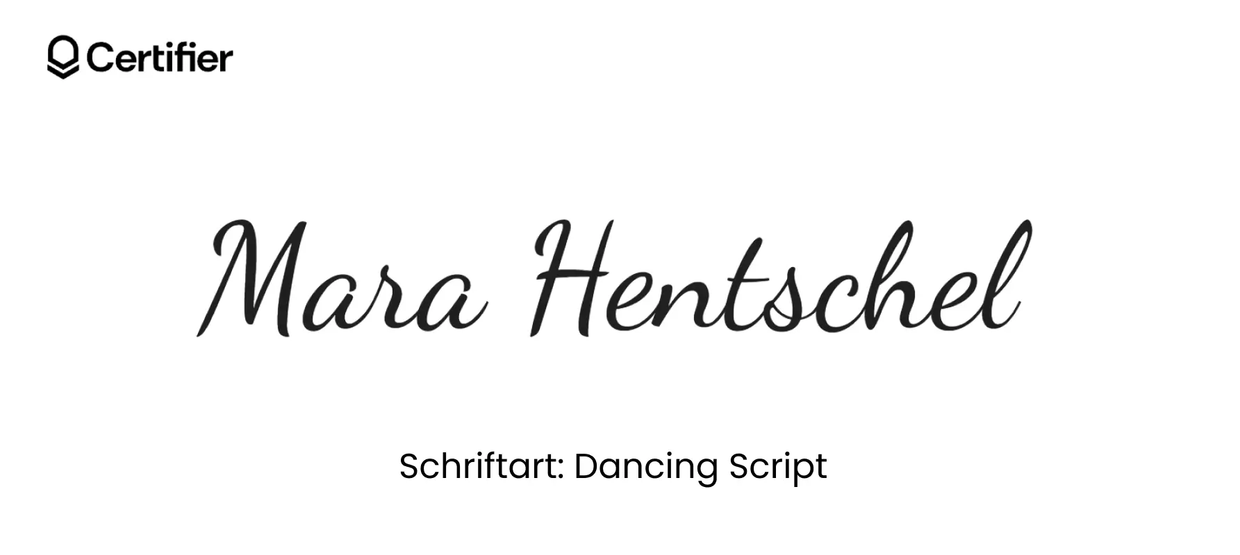 Dancing Script ist eine schwungvolle Schriftart wie Unterschrift, die sich ideal für Zertifikate eignet; diese Schriftart für Unterschrift Word wirkt professionell und persönlich.