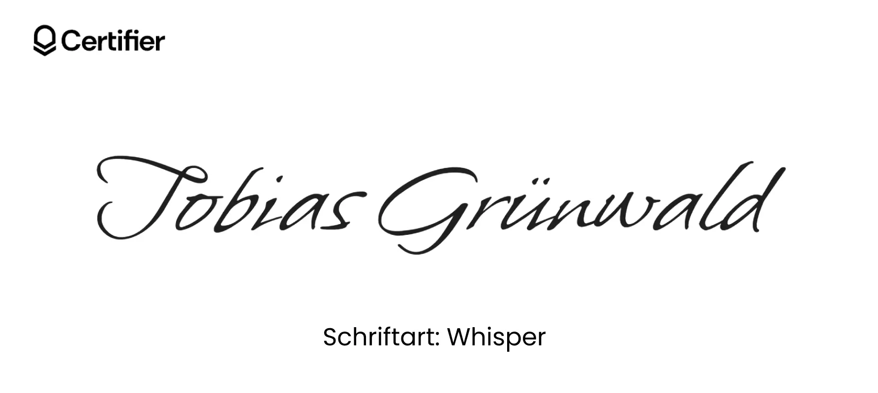 Whisper ist eine stilvolle Schriftart wie Unterschrift, perfekt für digitale Signaturen und kreative Projekte. 
