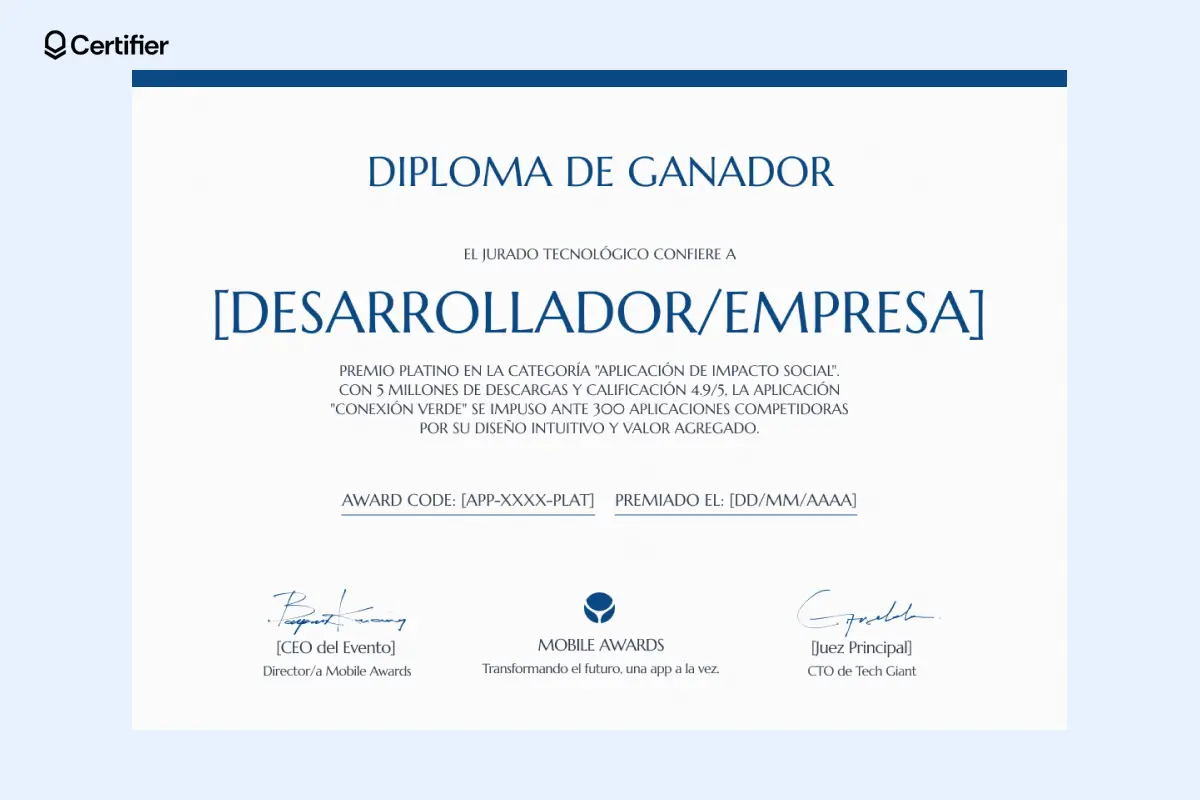Modelo de certificado de entrega de premio editable con diseño azul moderno. Modelo de certificado de entrega de premio editable con diseño azul moderno.