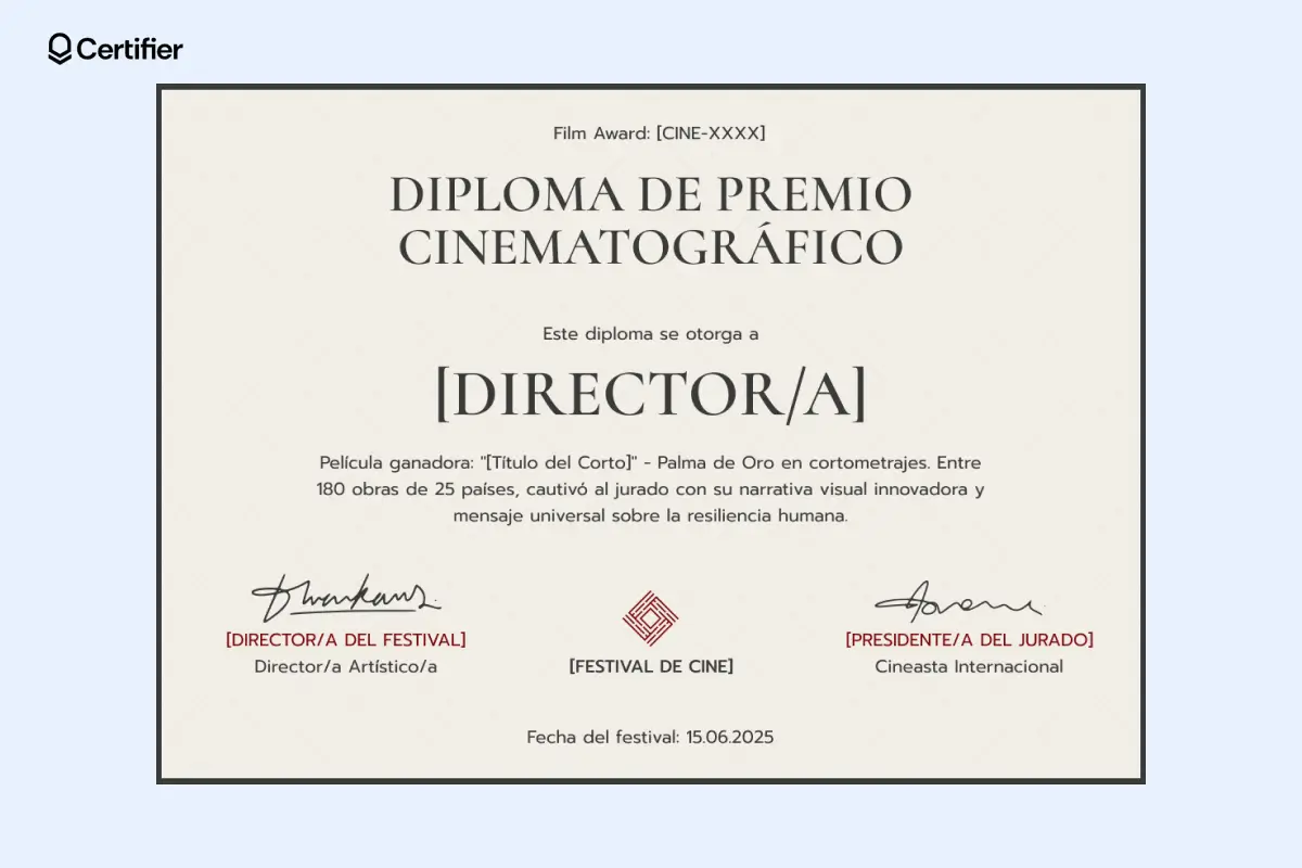 Certificado de premio digital con marco decorativo para becas académicas. Certificado de premio digital con marco decorativo para becas académicas.