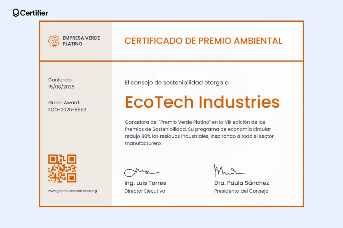 Certificado de premio al alumno con diseño brillante y verificación por QR. Certificado de premio al alumno con diseño brillante y verificación por QR.