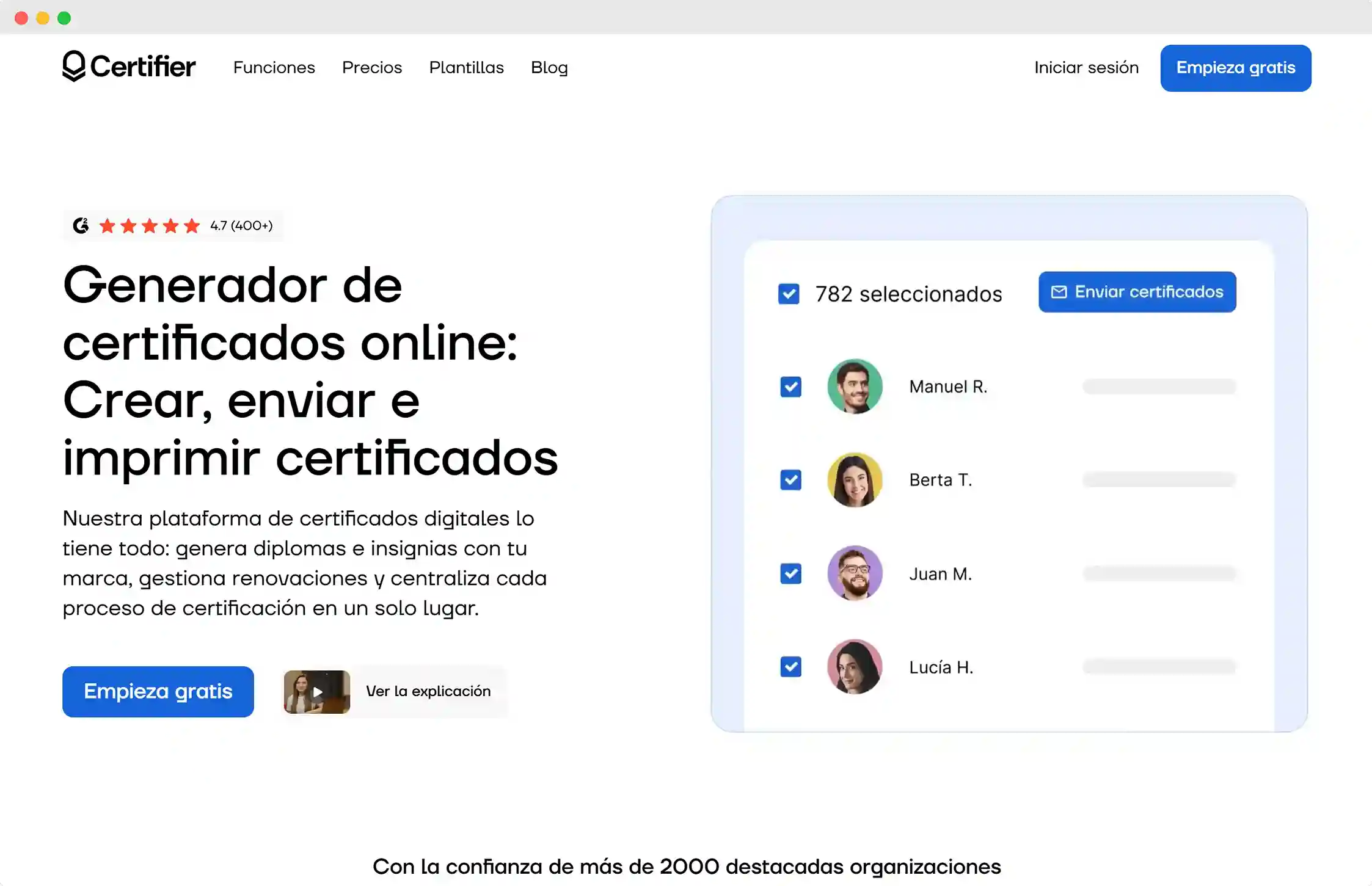 Interfaz de Certifier mostrando cómo añadir certificado a LinkedIn desde un generador de certificados profesional. Interfaz de Certifier mostrando cómo añadir certificado a LinkedIn desde un generador de certificados profesional.