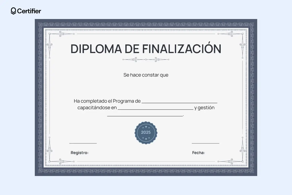 Plantilla gratuita de diploma en blanco con borde azul oscuro. Plantilla gratuita de diploma en blanco con borde azul oscuro.