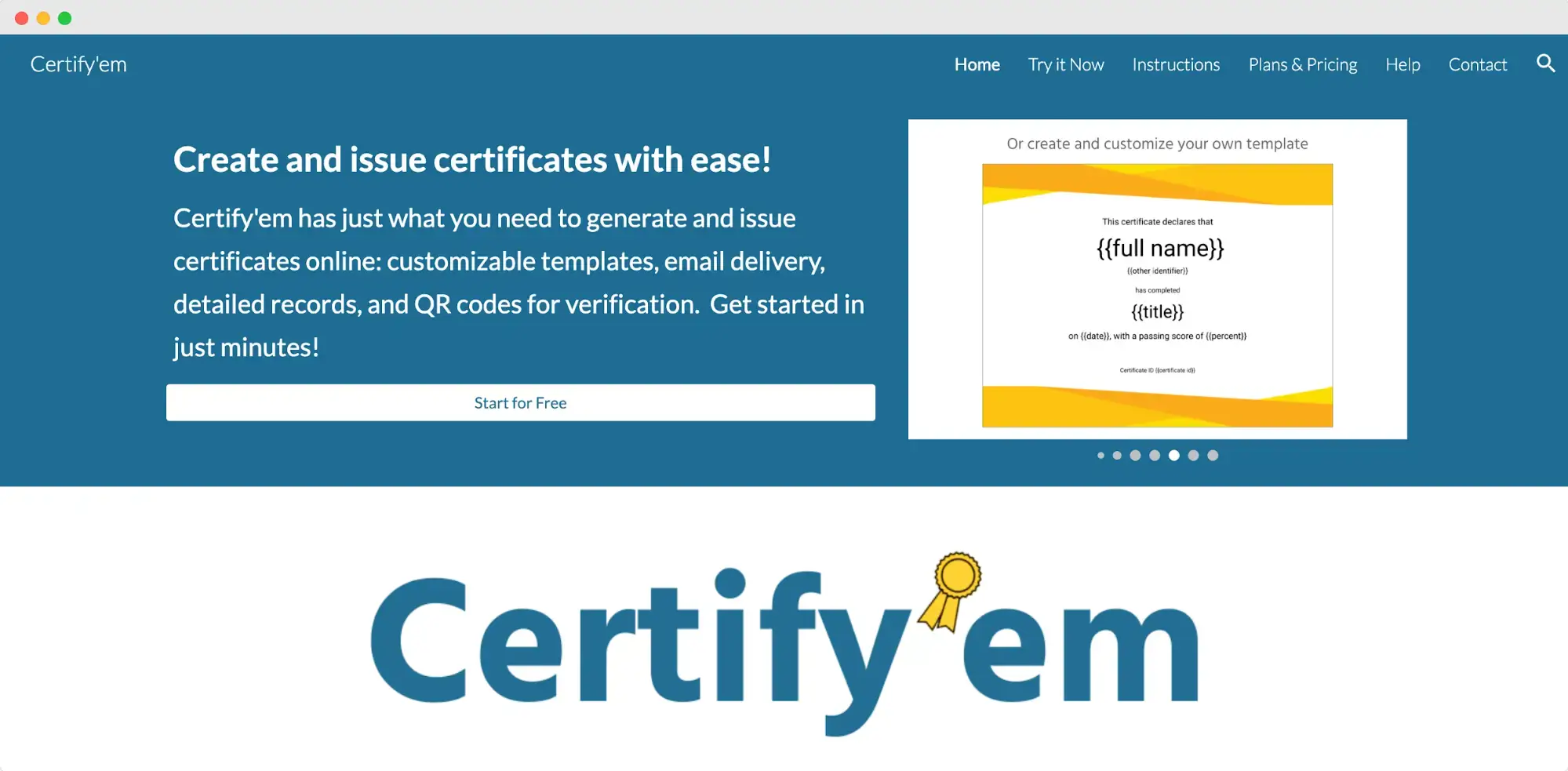 Certify’em homepage showing certificate automation—it can be yours Diplomum alternative with added value. Certify’em homepage showing certificate automation—it can be yours Diplomum alternative with added value.