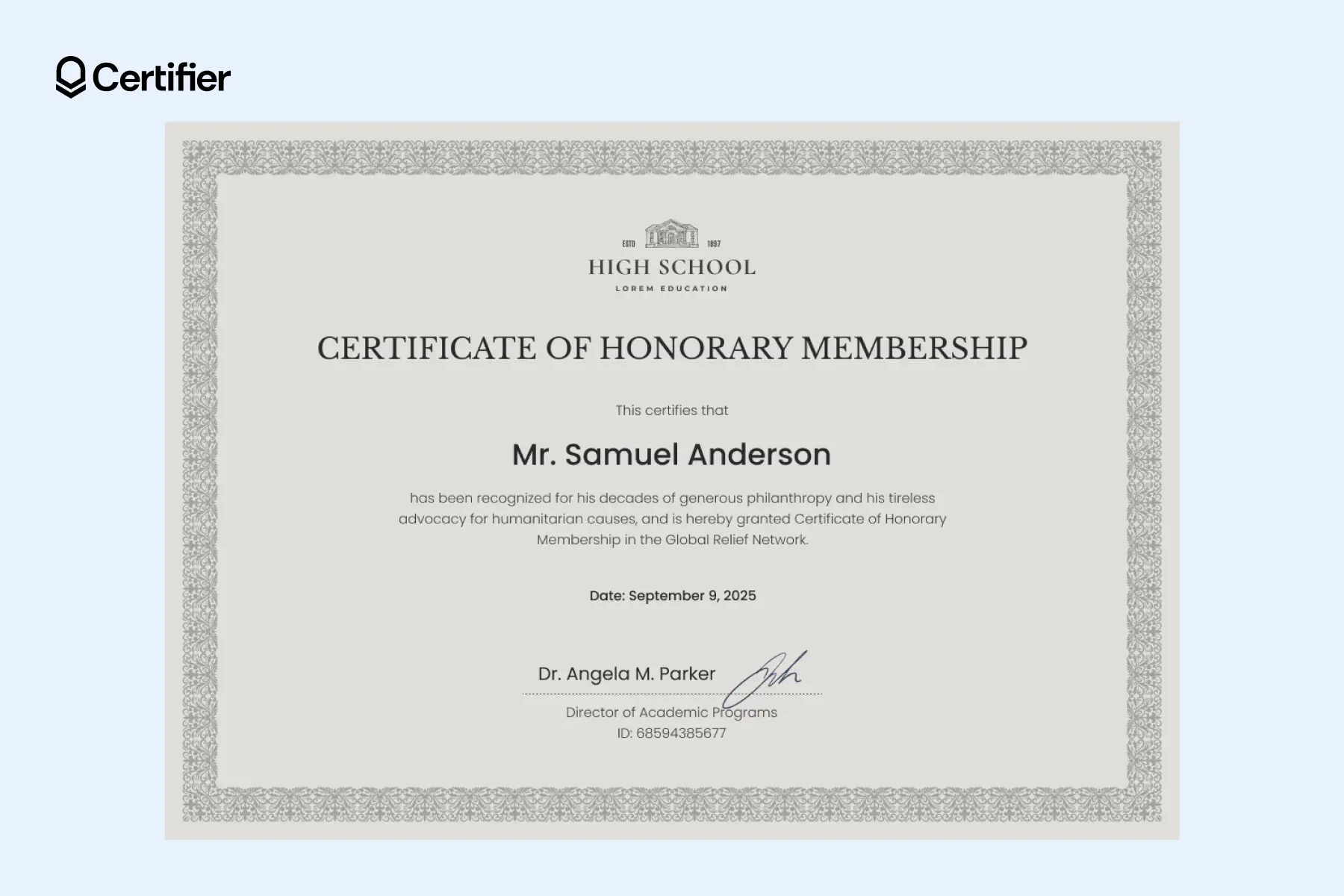 Honorary membership certificate template Word with an elegant frame, balanced layout and professional design that gives the certificate a polished, credible look. Honorary membership certificate template Word with an elegant frame, balanced layout and professional design that gives the certificate a polished, credible look.