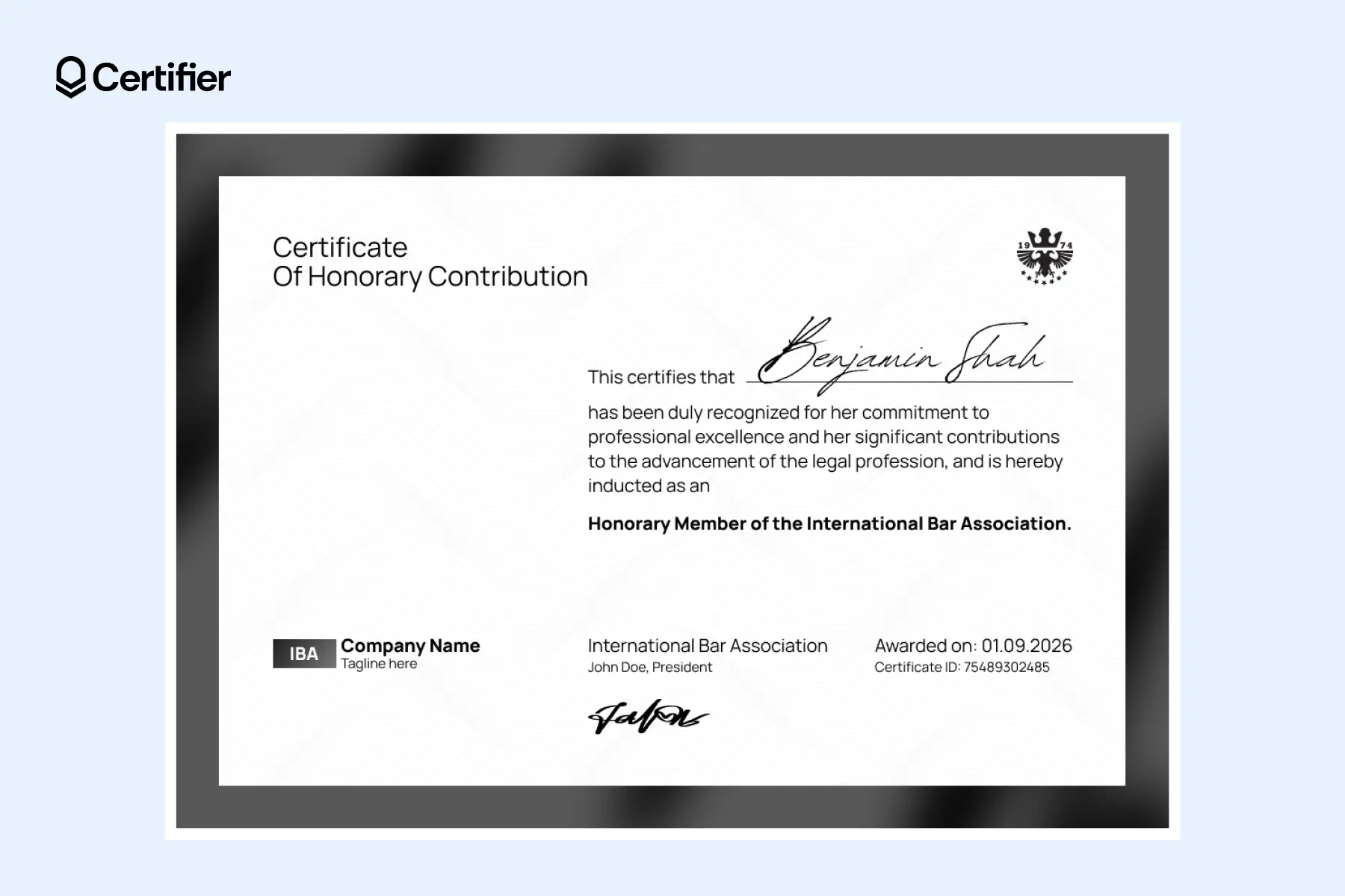 Elegant honorary membership certificate template Word with handwritten name and asymmetric layout–ideal for making the recipient feel valued. Elegant honorary membership certificate template Word with handwritten name and asymmetric layout–ideal for making the recipient feel valued.