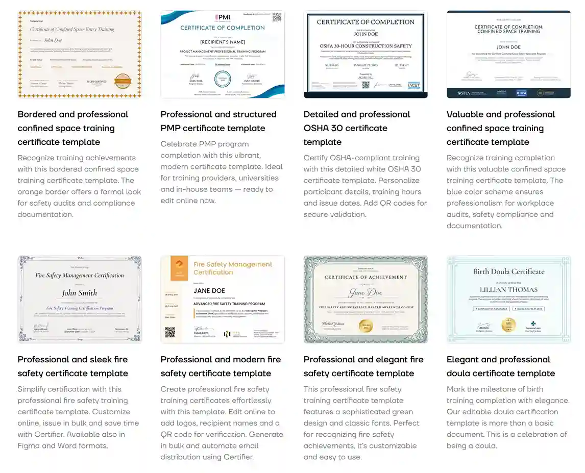 Ceritifer library of free certificate templates.