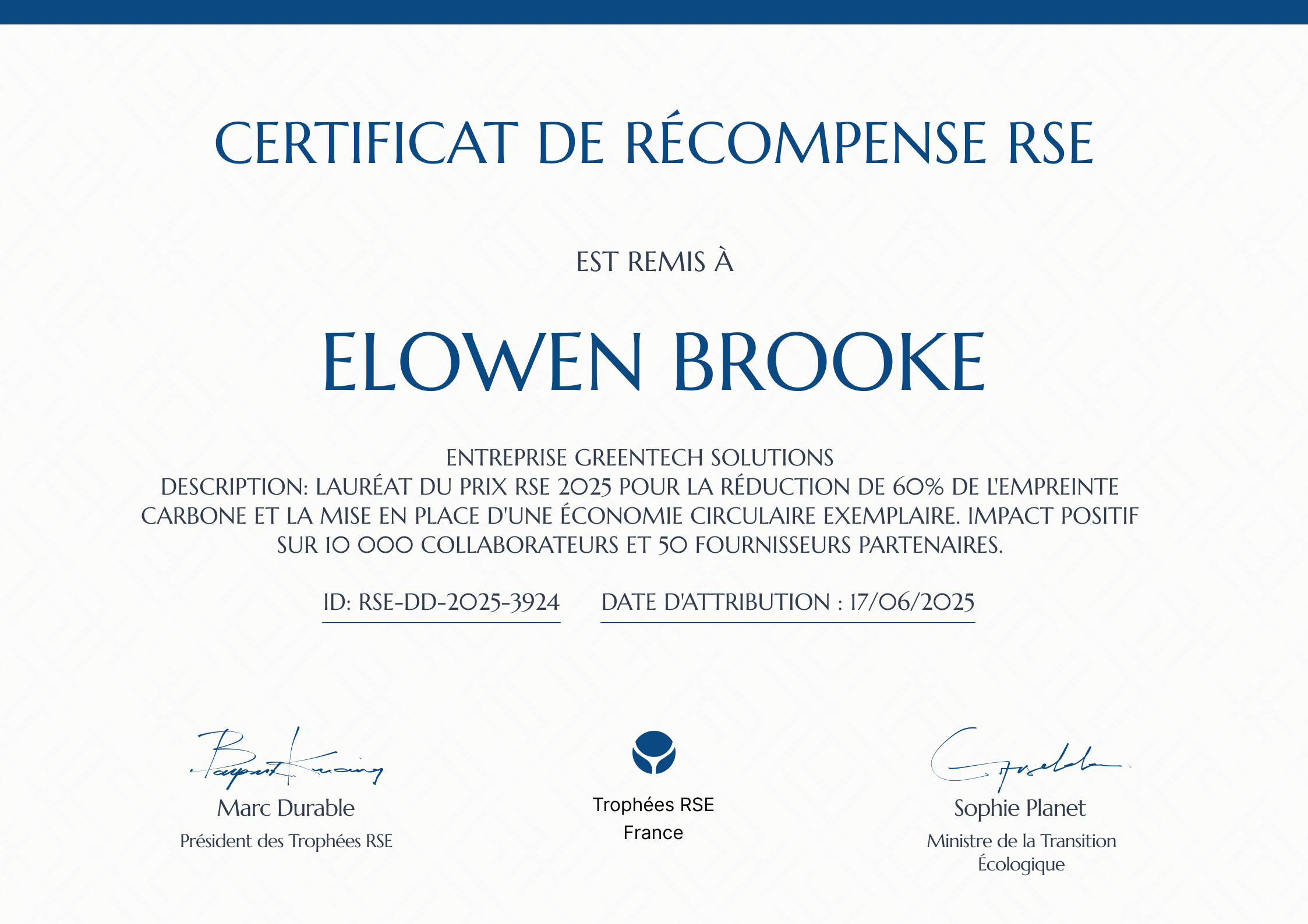 Modèle de certificat de récompense simple et minimaliste