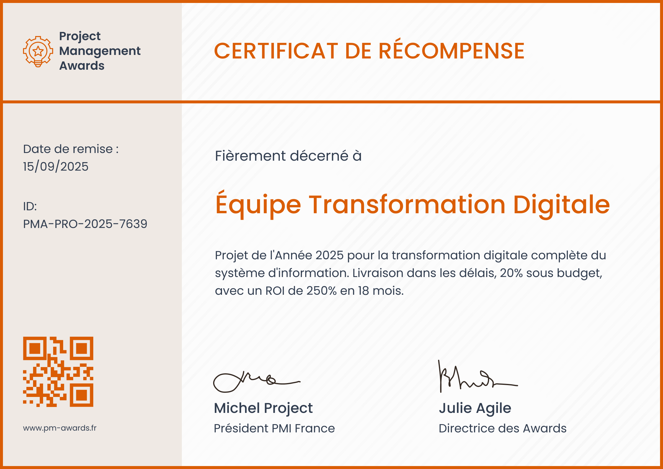 Modèle de certificat de récompense académique expressif et moderne