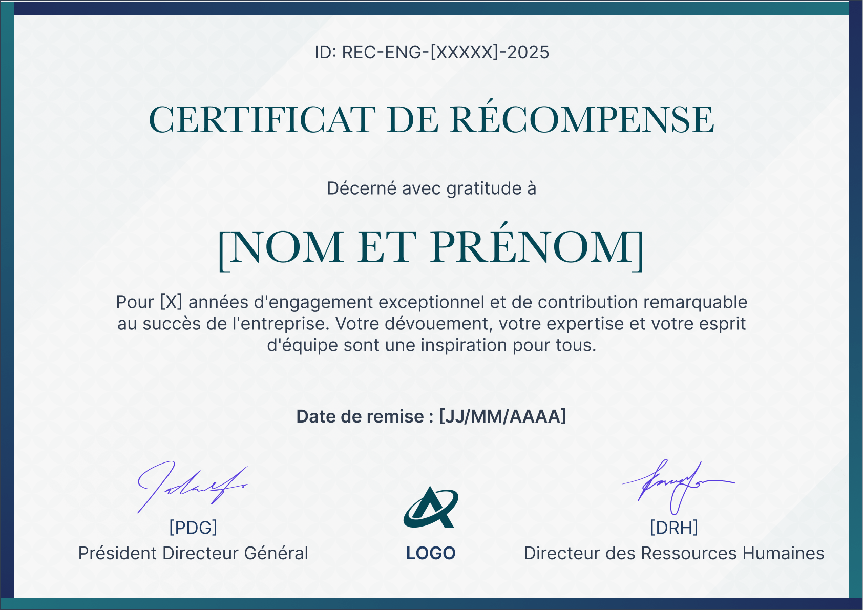 Modèle de certificat de récompense moderne et décontracté