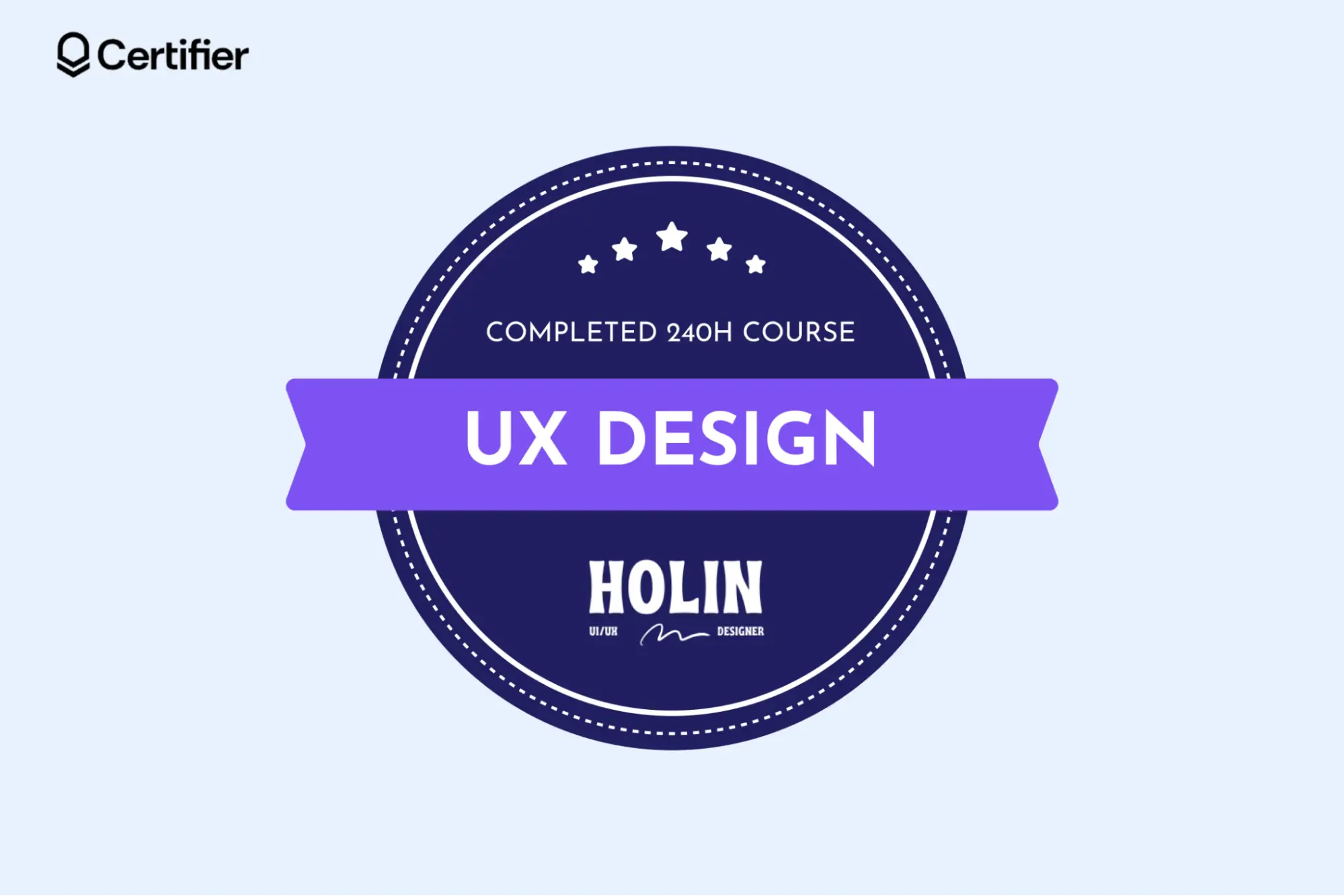 A UX design digital badge showing a sample credential used in an increasingly digital world for career advancement. A UX design digital badge showing a sample credential used in an increasingly digital world for career advancement.