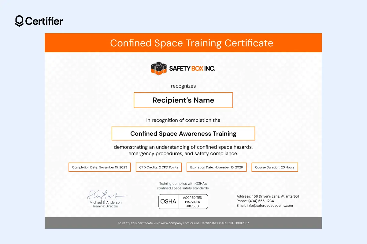 A work credential used as proof of safety training and professional preparedness in regulated environments. A work credential used as proof of safety training and professional preparedness in regulated environments.