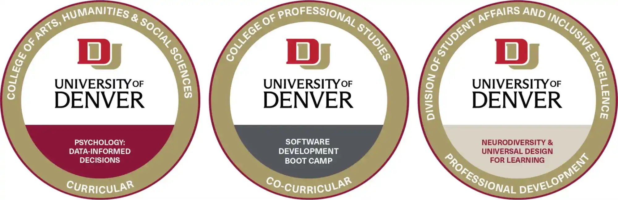 A group of examples of credentials showing skill-specific achievements that help learners progress through professional development pathways. A group of examples of credentials showing skill-specific achievements that help learners progress through professional development pathways.