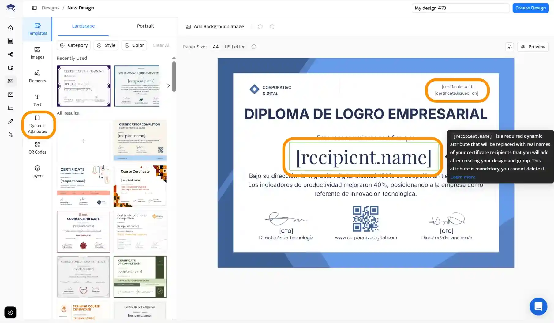 Mapeo de atributos dinámicos en un certificado digital — funcionalidad esencial entre los tipos de credenciales digitales personalizadas.