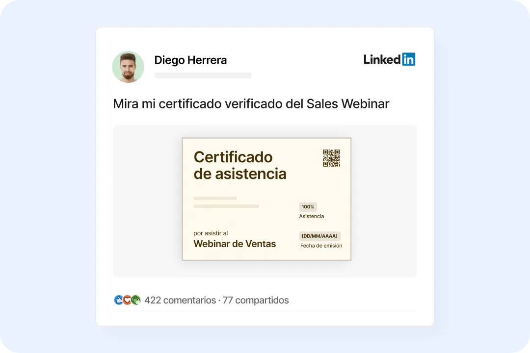 Facilita compartir certificados de conferencia